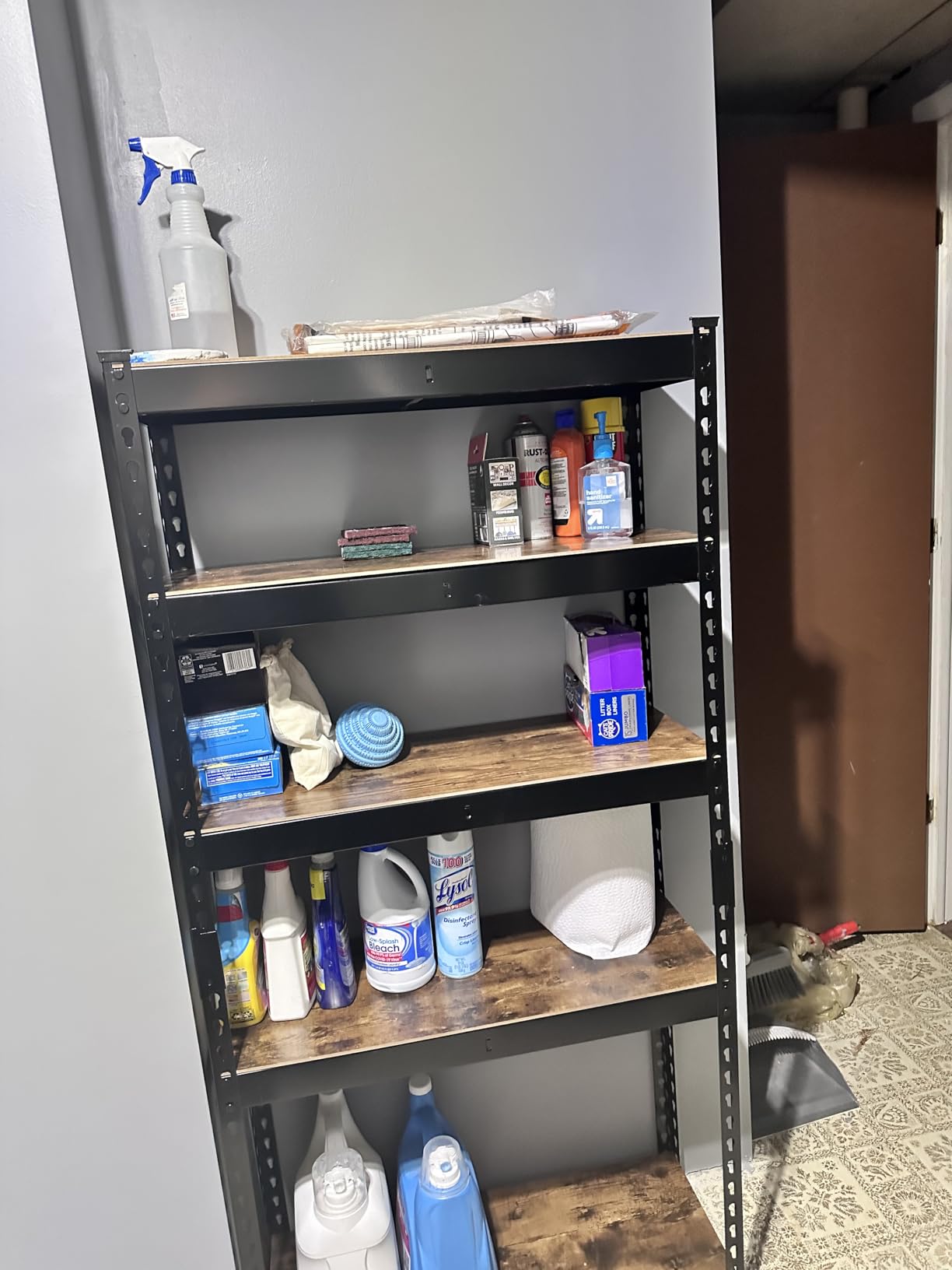 SONGMICS 5-Tier Storage Shelves, Load 2310 lb, Garage Storage, Boltless Assembly, Adjustable Shelving Unit, 11.8 x 29.5 x 59.1 Inches, Gray and Natural Beige customer photo 1