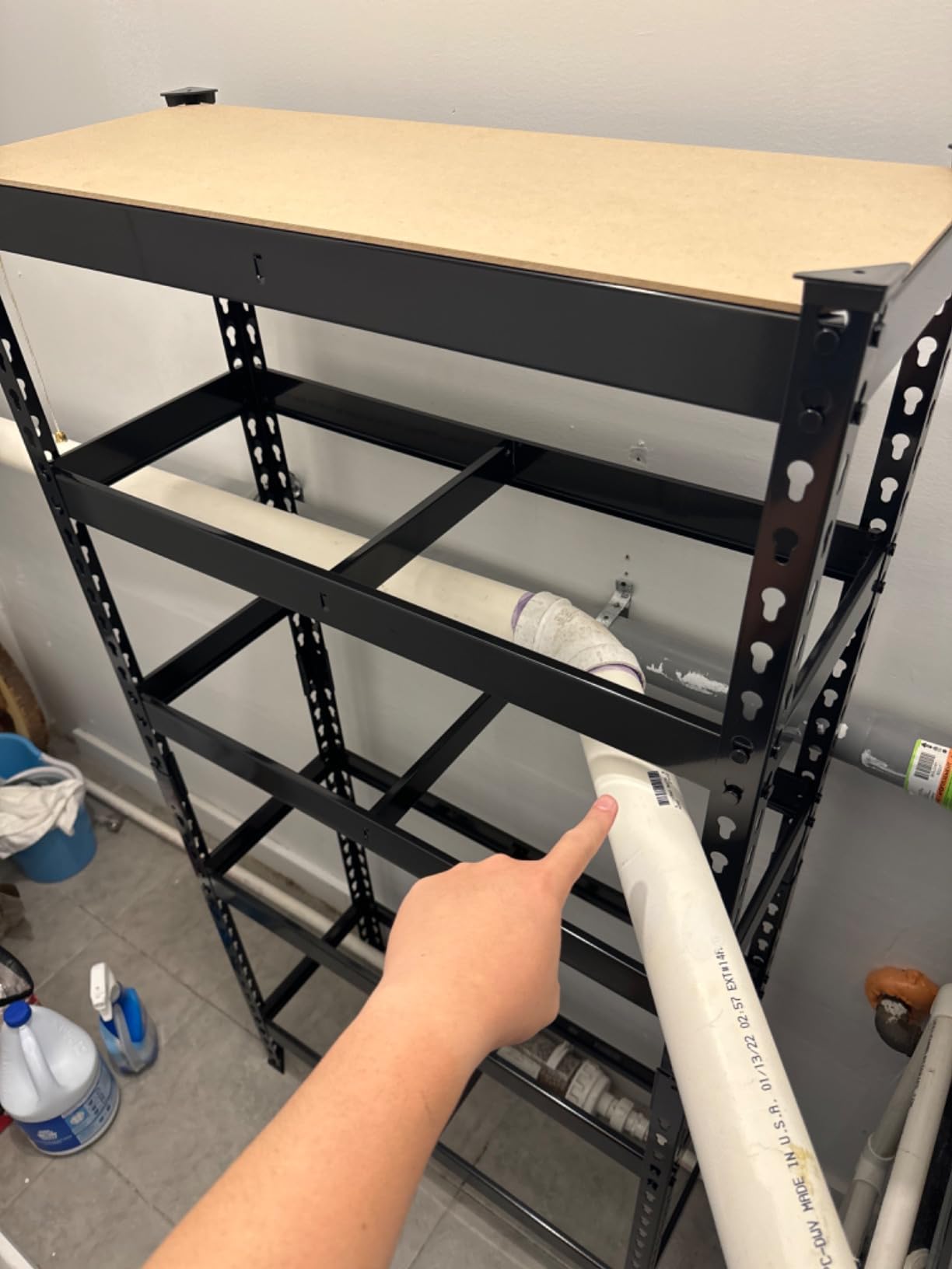 SONGMICS 5-Tier Storage Shelves, Load 2310 lb, Garage Storage, Boltless Assembly, Adjustable Shelving Unit, 11.8 x 29.5 x 59.1 Inches, Gray and Natural Beige customer photo 2