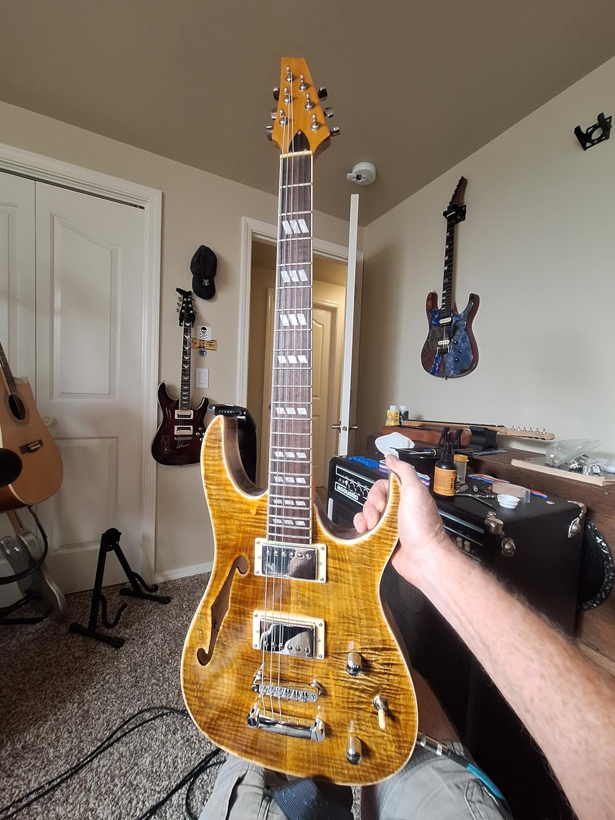 DIY Electric Guitar Kit Beginner Kit Basswood Body with F-hole | Flamed Maple Veneer Top, Hard Maple Neck, Rosewood Fretboard, 6 String Right Handed, Chrome Hardware, Build Your Own Guitar customer photo 1