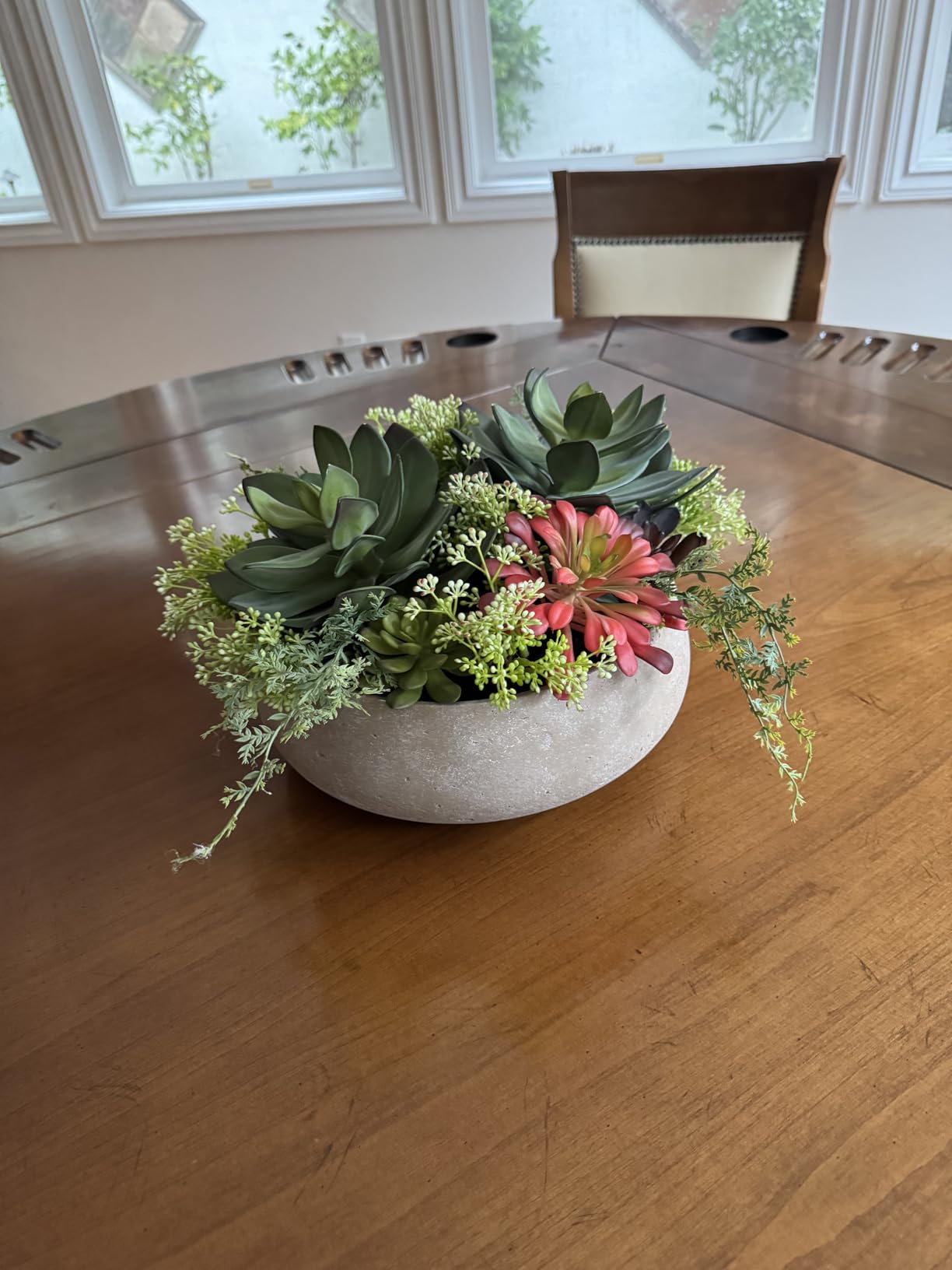 CG Hunter Faux Succulent Arrangement, Premium Artificial Indoor Plant Enhances Interior Design, Display on Any Surface in Your Home Adding an Inviting Touch of Nature, Grey Planter Pot Included customer photo 1