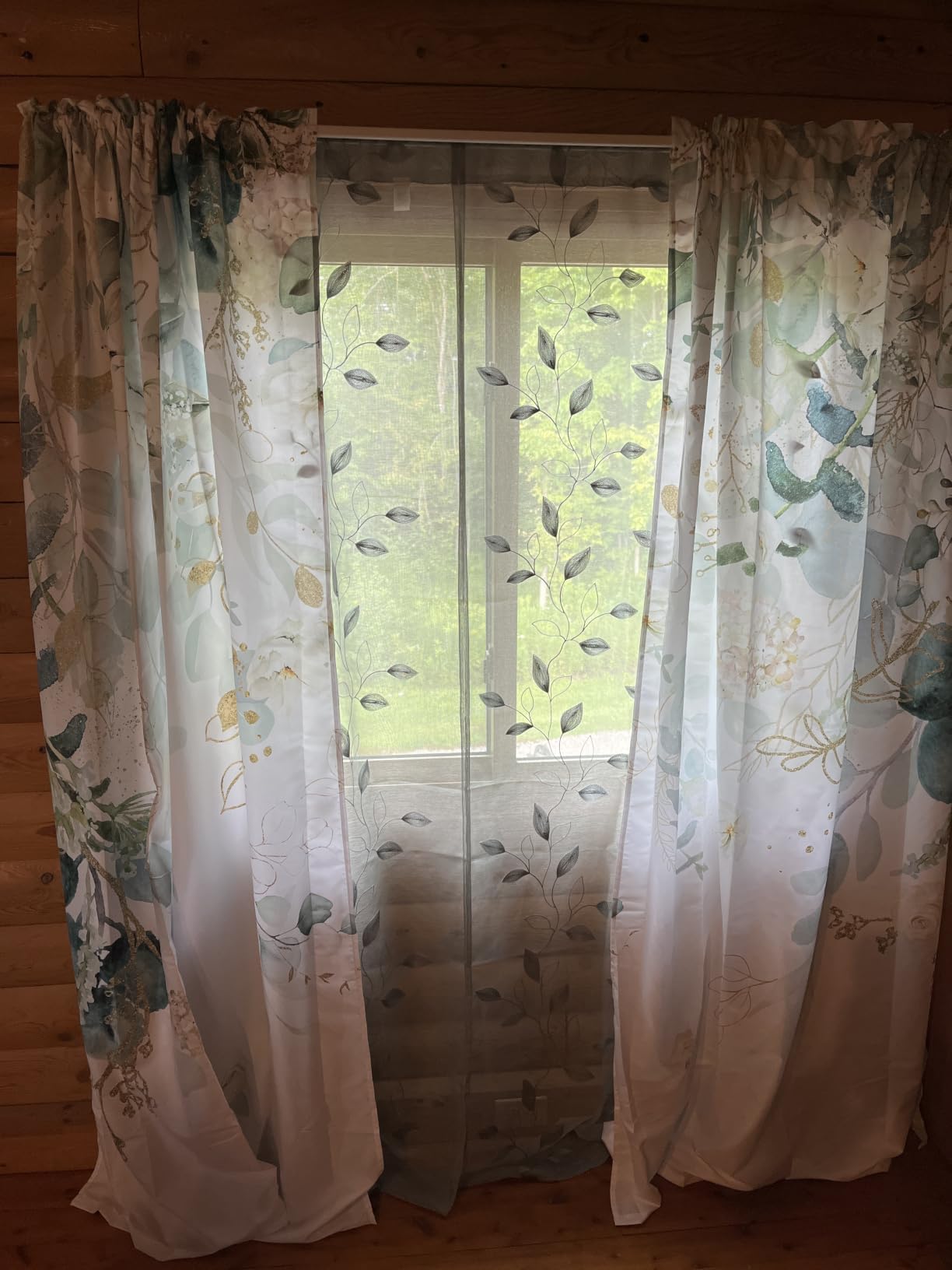 HOMEIDEAS Sage Green Kitchen Tier Curtains Leaf Embroidered, 30x36, 2 Panel | Faux Linen, Floral Leaf Pattern Semi Sheer, Rod Pocket, Small Short Window Curtain Valances for Bathroom Cafe customer photo 2