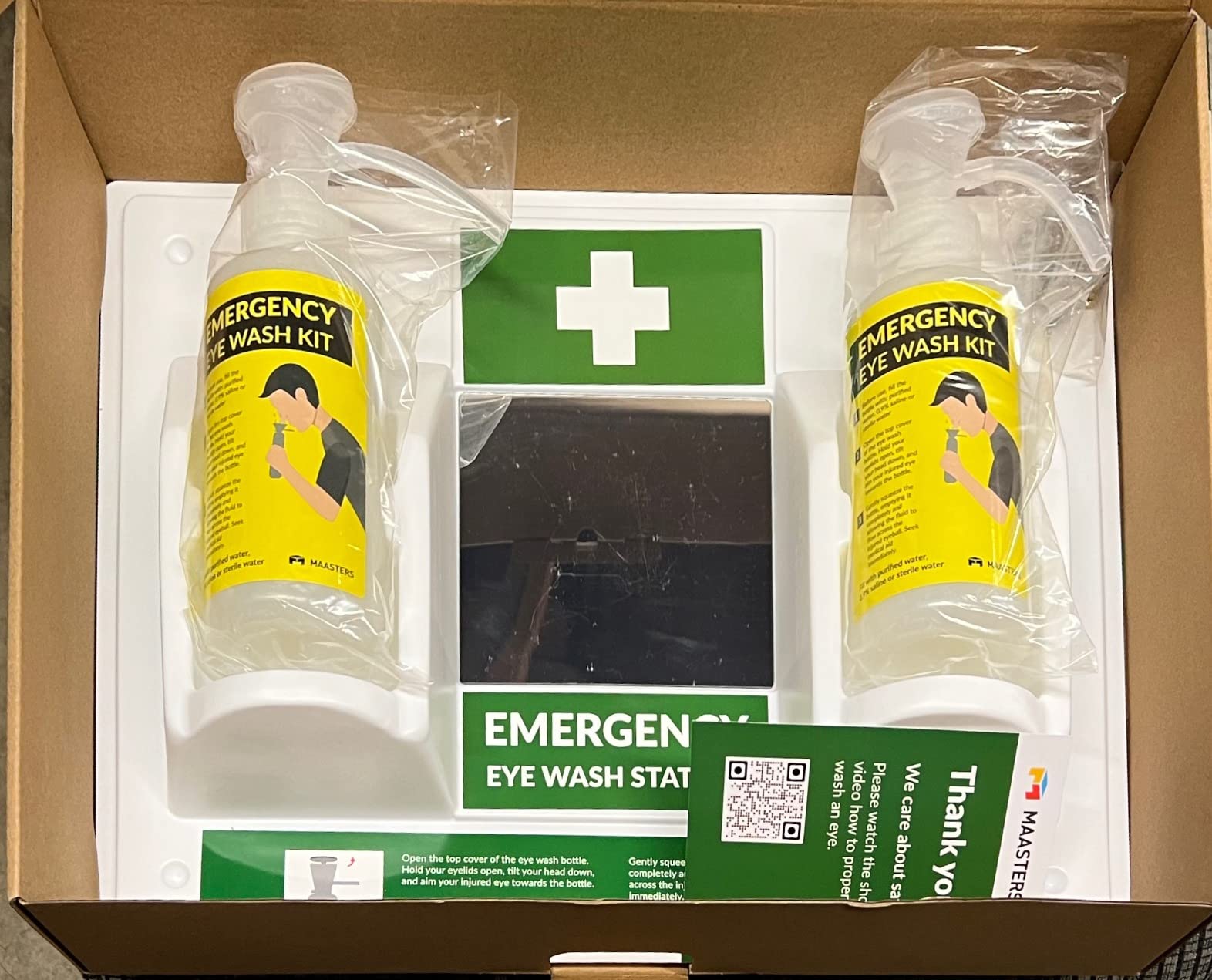 MAASTERS BPA Free Portable Eye Wash Station - Wall-Mounted First Aid Eye Wash Kit with Mirror & 2X 16oz Empty Bottles - No Eyewash Solution Included - Emergency Eyewash - Set of 1 customer photo 1