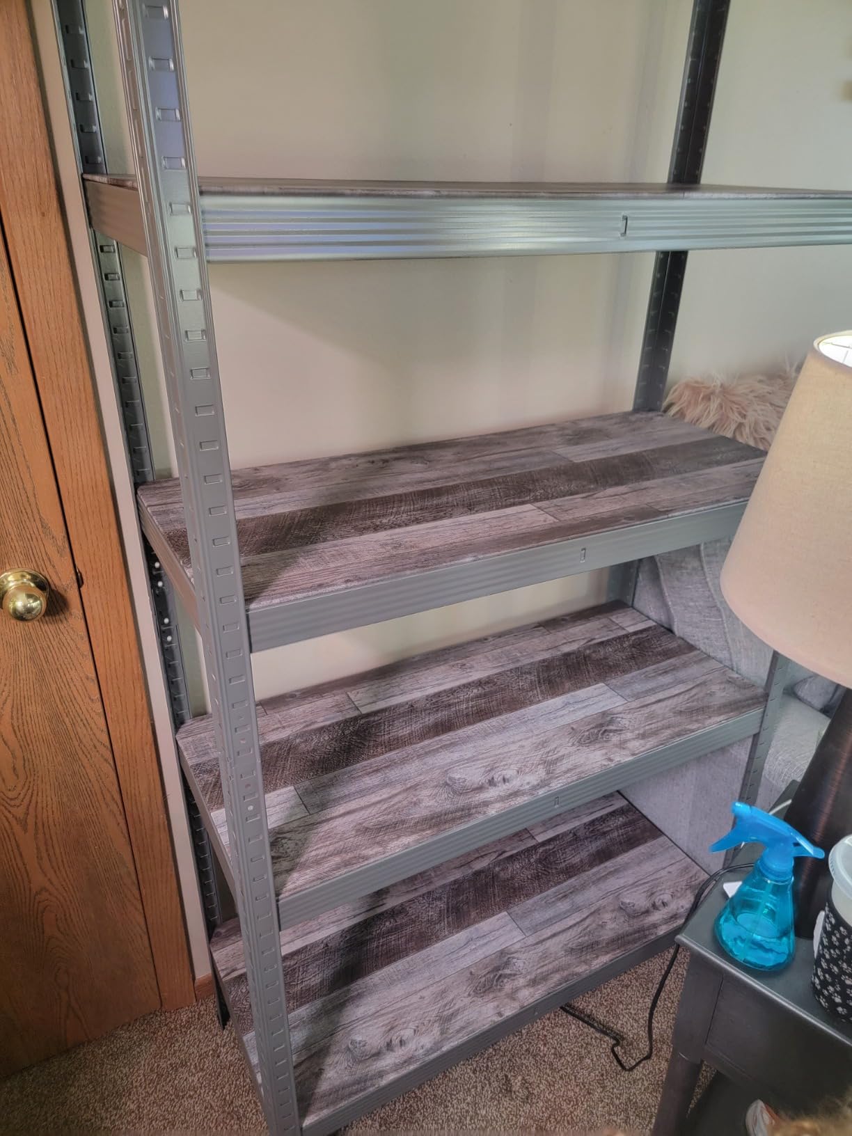 Topeakmart 5 Tier Metal Storage Shelving Unit, 27.5x12x60 Inch, Blue, Powder-coated iron frame and MDF boards, boltless adjustable shelves customer photo 1