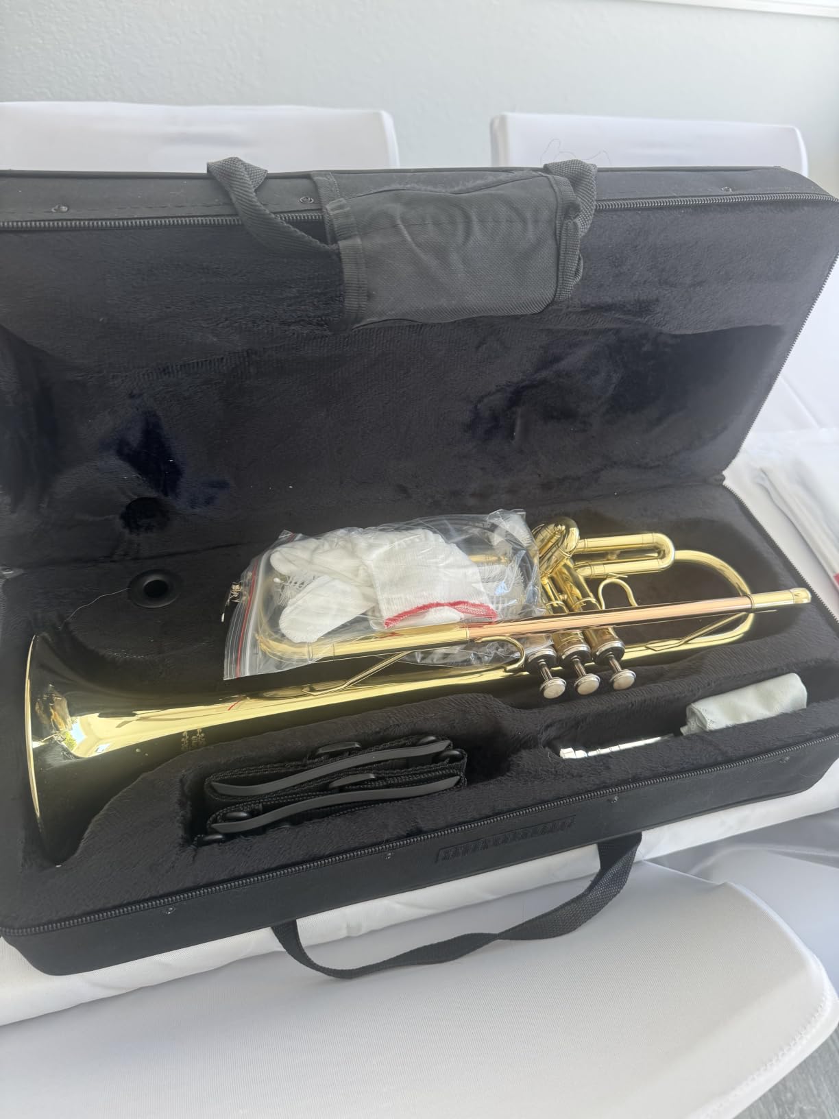 Glory Bb Trumpet - Trumpets for Beginner or Advanced Student with Case, pair of gloves-white customer photo 1