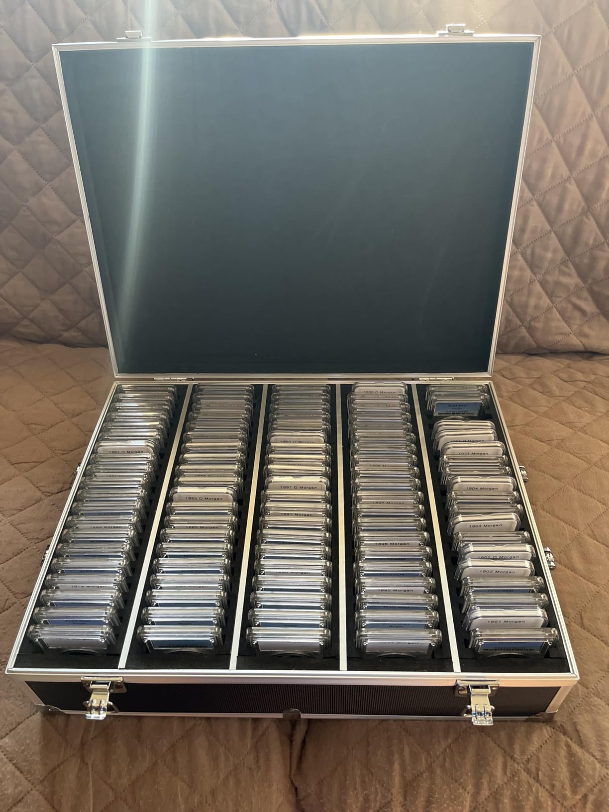 QWORK Coin Storage Box, 100 Graded Coin Slab Case, Trading Card Storage Box for PCGS, NGC & More, Coin Holder Display Case, Coin Collection Supplies, Black customer photo 1