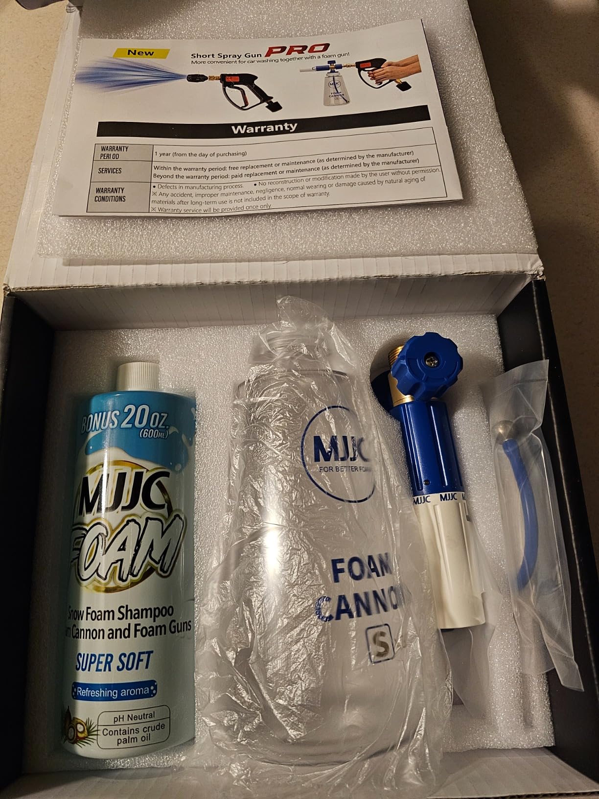MJJC Foam Cannon S V3.0 (Thicker Snow Foam Technology) with 1/4 Inch Quick Connector for Pressure Washer & MJJC Foam Soap(20 fl oz) Kit customer photo 1