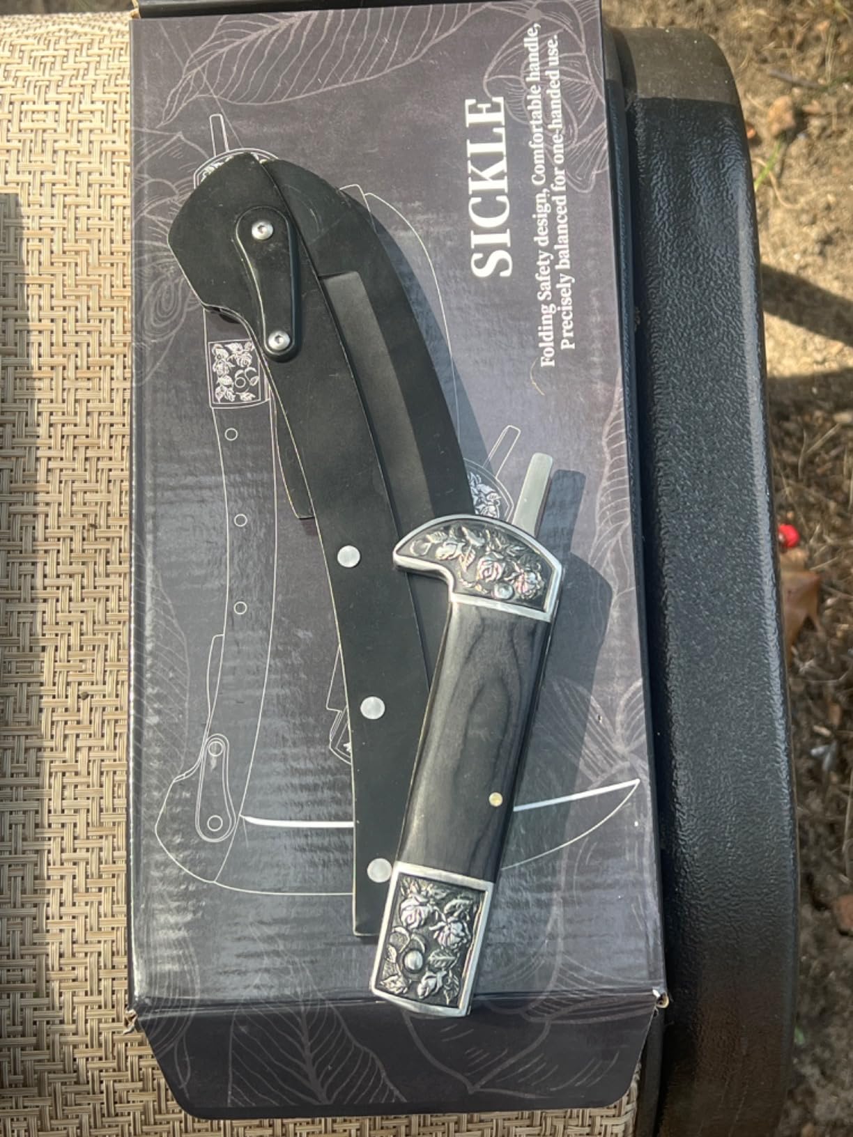 VALHALLA Folding Sickle, Folding Scythe Wooden Handle | Black Sharp Hand Sickle Knife with 2 Sections, Portable Safety Sickle Knife with Sheath customer photo 1
