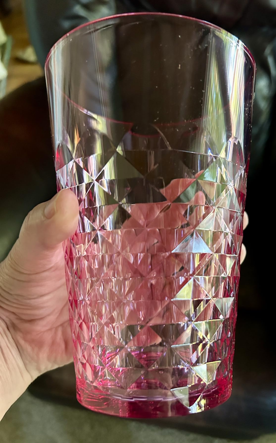 SCANDINOVIA - 32 oz Unbreakable Premium Iced Tea Drinking Glasses Tumbler (Set of 6) - BPA Free Super Grade Acrylic Plastic Cups - Dishwasher Safe, Juice - Diamond Design customer photo 2