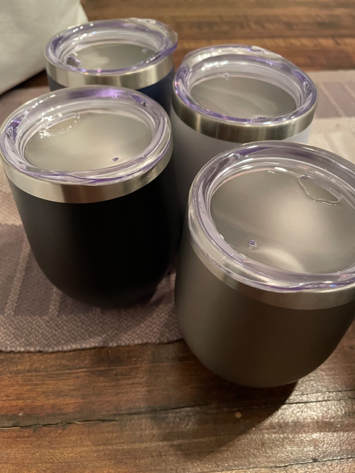 12oz/4 Pack Wine Tumbler Glasses with Lid Stemless Double Wall Vacuum Stainless Steel Travel Tumbler Keeping Cold & Hot for Wine, Coffee, Cocktails, Drinks-Family and Gifts (Multi color-dark) customer photo 2