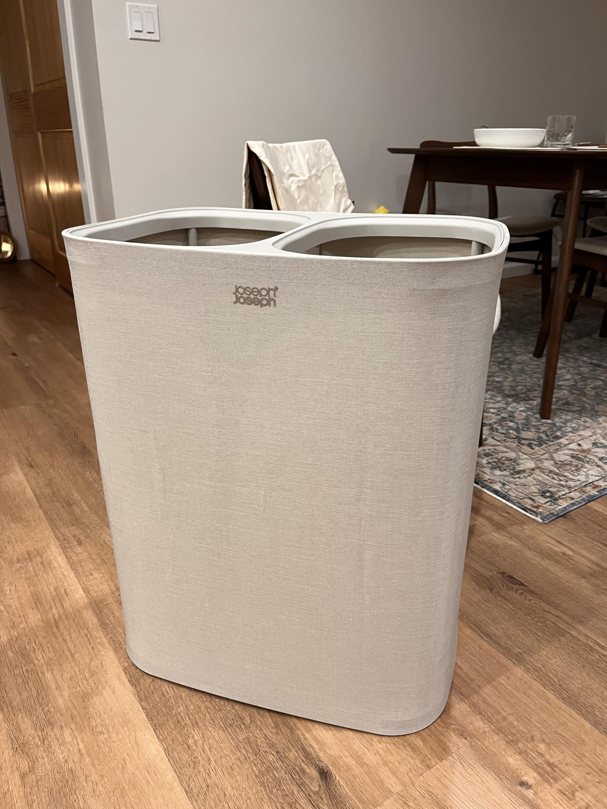Joseph Joseph Tota 90 liter/23.8 gallon Laundry Hamper Separation Basket with lid, 2 Removable Washing Bags with Handles - Ecru customer photo 2