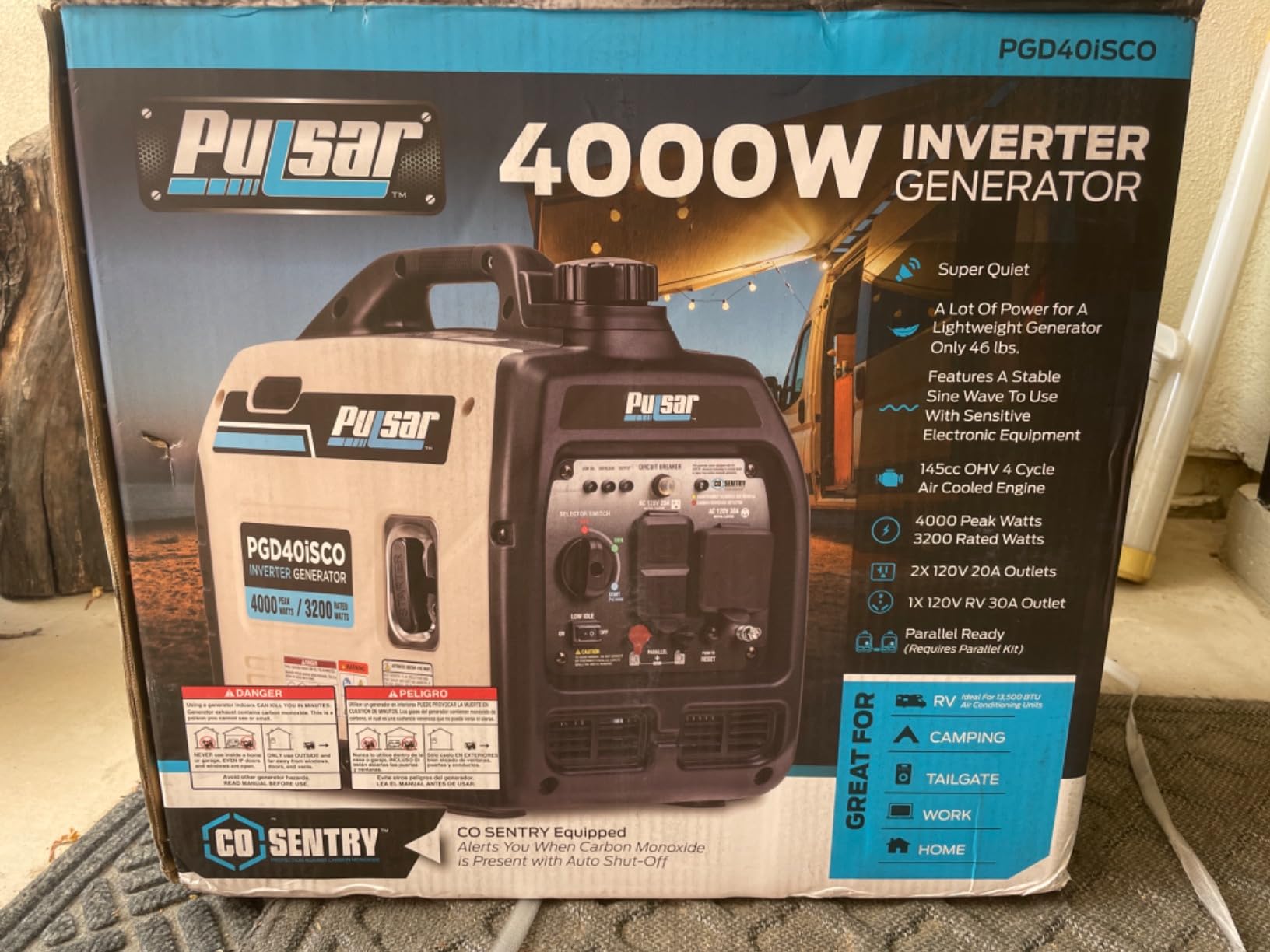 Pulsar PGD40ISCO Ultra Light Quiet 4000W Portable Gas Inverter Generator, white customer photo 1