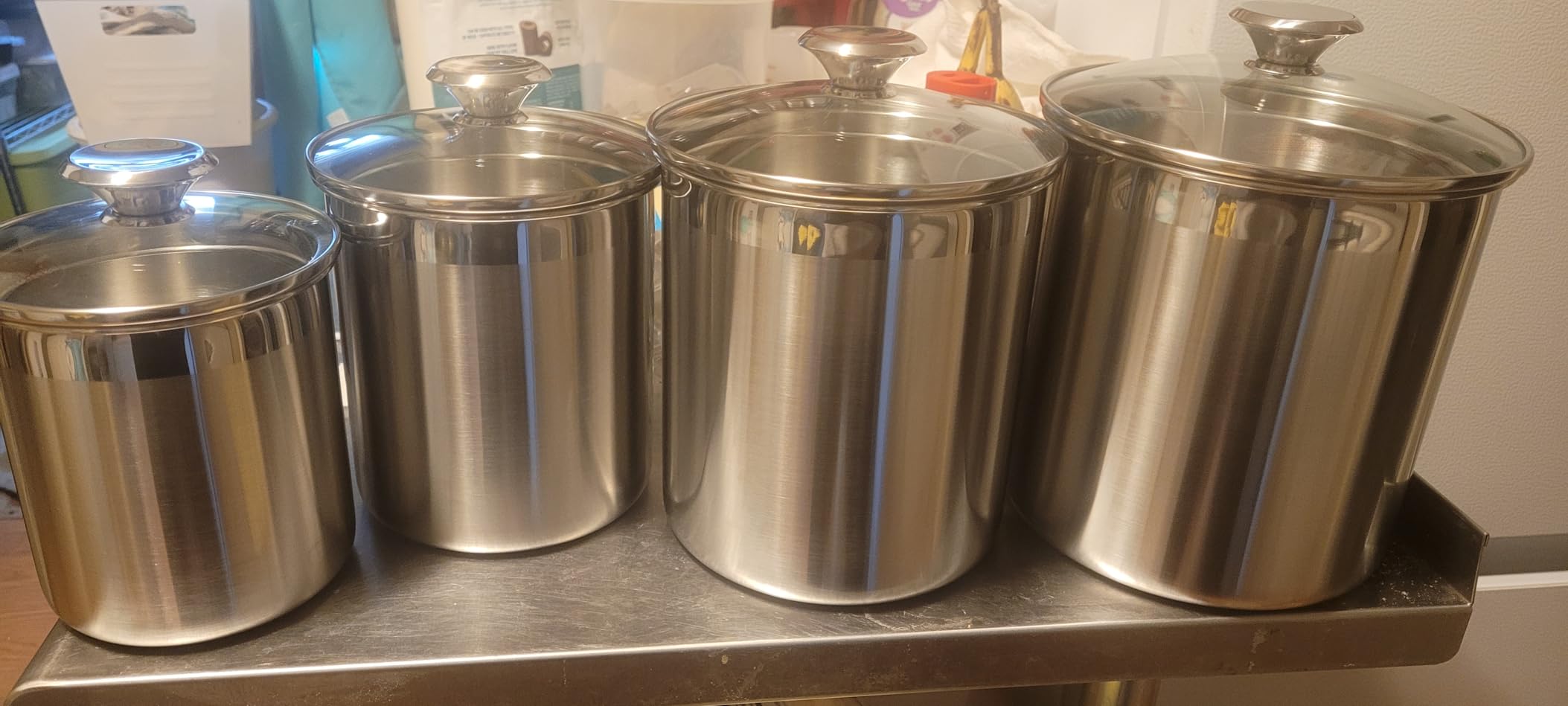 Cooks Standard Airtight Kitchen Canister Set for Coffee, Flour & Sugar Storage – Stainless Steel Food Storage Containers with Glass Lid – Pantry Organization Jars, 4 Pack customer photo 2
