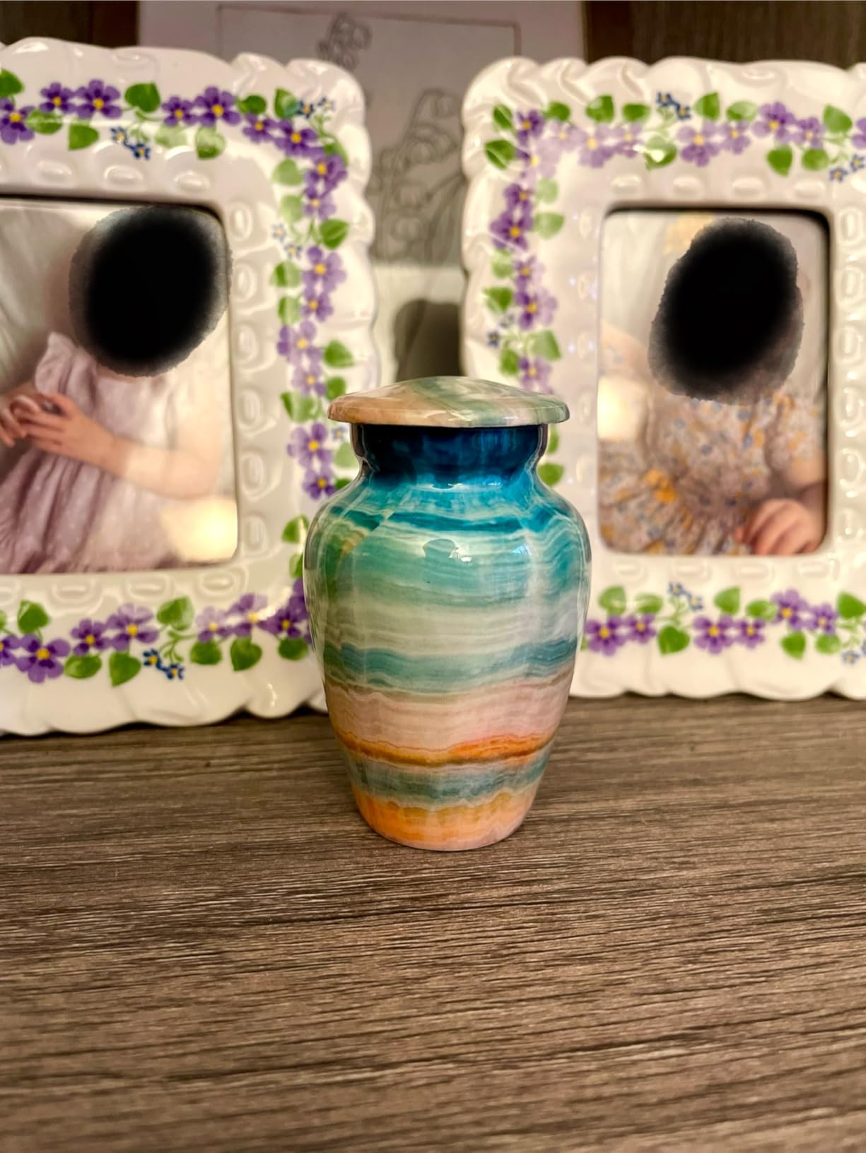 Small Keepsake Cremation Urns for Human Ashes - Marble Finish Metal Keepsake Urn - Mini Cremation Urn for Pet Ashes - Handcrafted Memorial Urn (Luxury Blue) customer photo 1