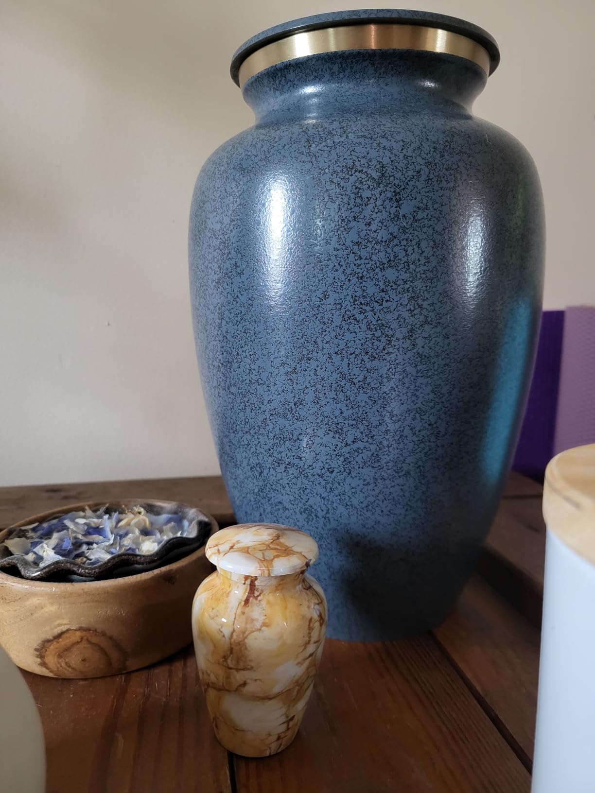 Small Keepsake Cremation Urns for Human Ashes - Marble Finish Metal Keepsake Urn - Mini Cremation Urn for Pet Ashes - Handcrafted Memorial Urn (Luxury Blue) customer photo 2