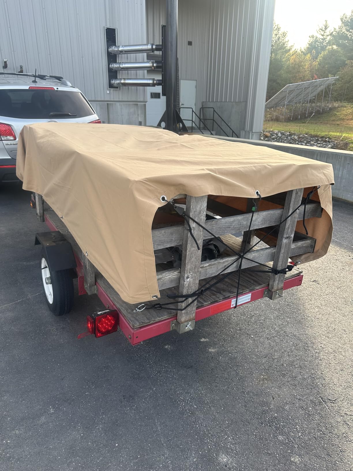 CARTMAN 6x8 Feet 12 Oz Heavy Duty Canvas Tarp, Tan | Finished Size, Multipurpose heavy tarpaulin with rustproof grommets, Great for canopy, camping, woodpile and roof covering customer photo 1