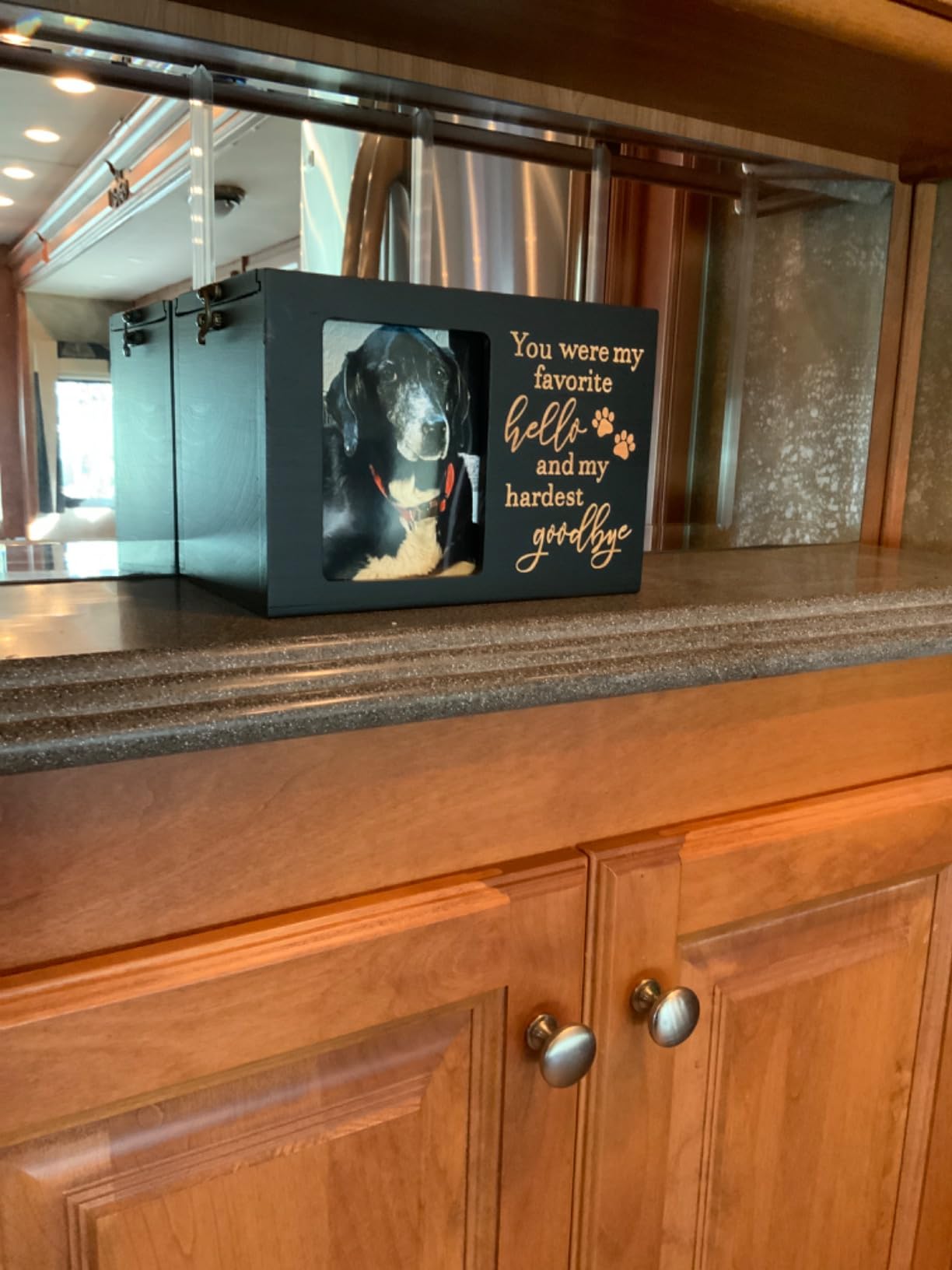 Pet Memorial Urns for Dog or Cat Ashes, Large Wooden Funeral Cremation Urns with Photo Frame, Keepsake Memory Box with Black Flannel Lining customer photo 1
