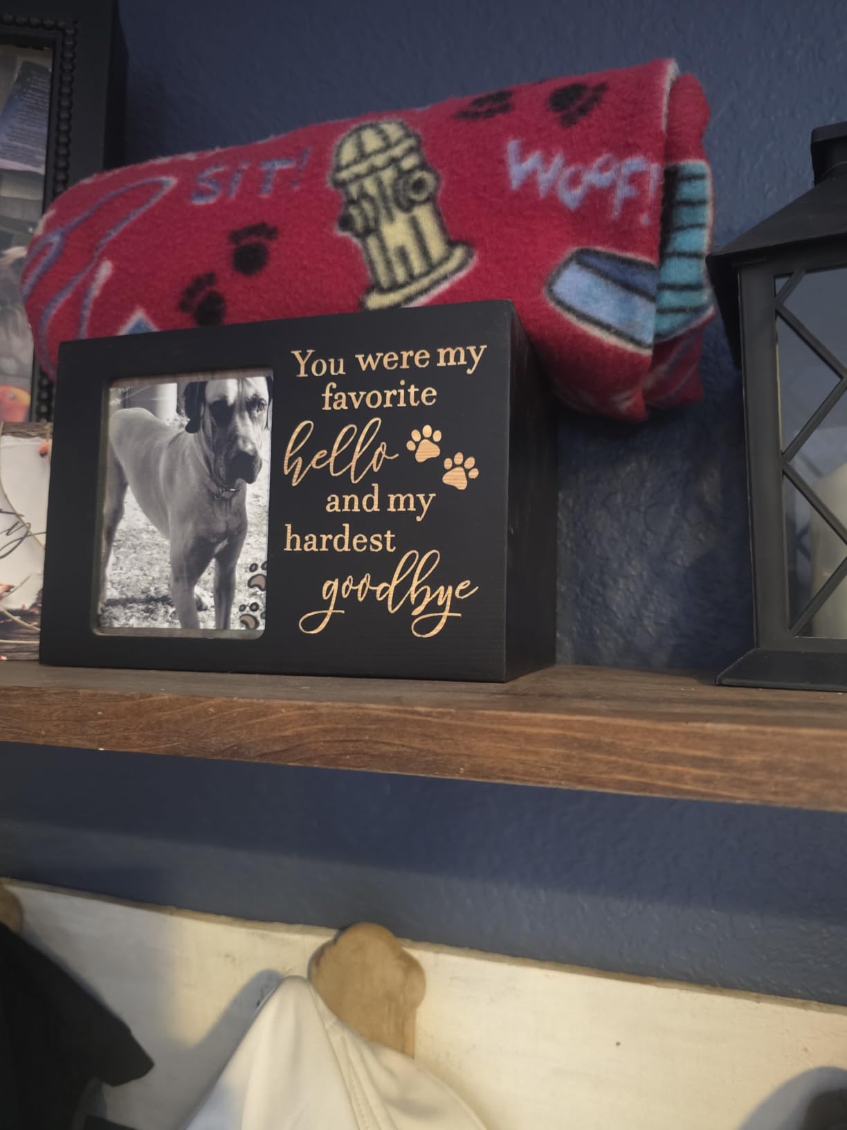 Pet Memorial Urns for Dog or Cat Ashes, Large Wooden Funeral Cremation Urns with Photo Frame, Keepsake Memory Box with Black Flannel Lining customer photo 2