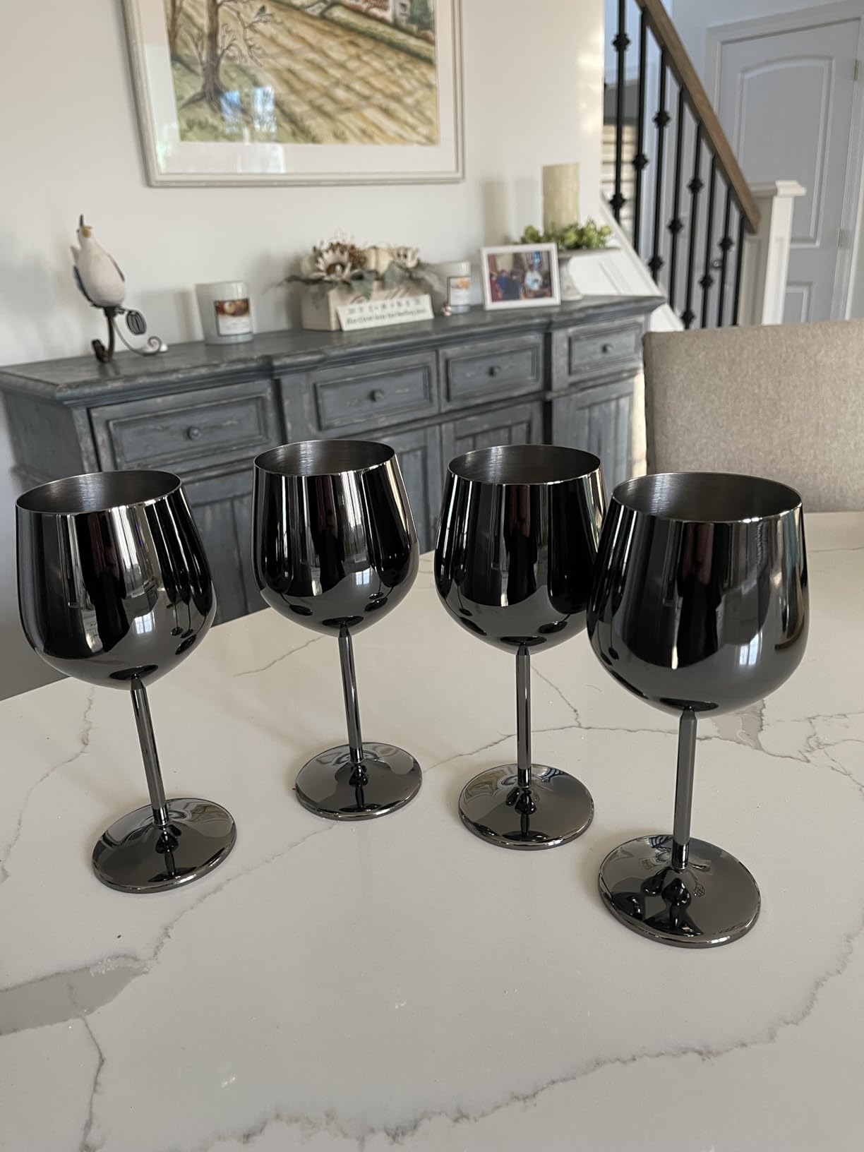 WOTOR Stainless Steel Wine Glasses, 18oz Silver Wine Glasses, Set of 4 | Unbreakable, Metal, Outdoor Events, Ideal Gift customer photo 2