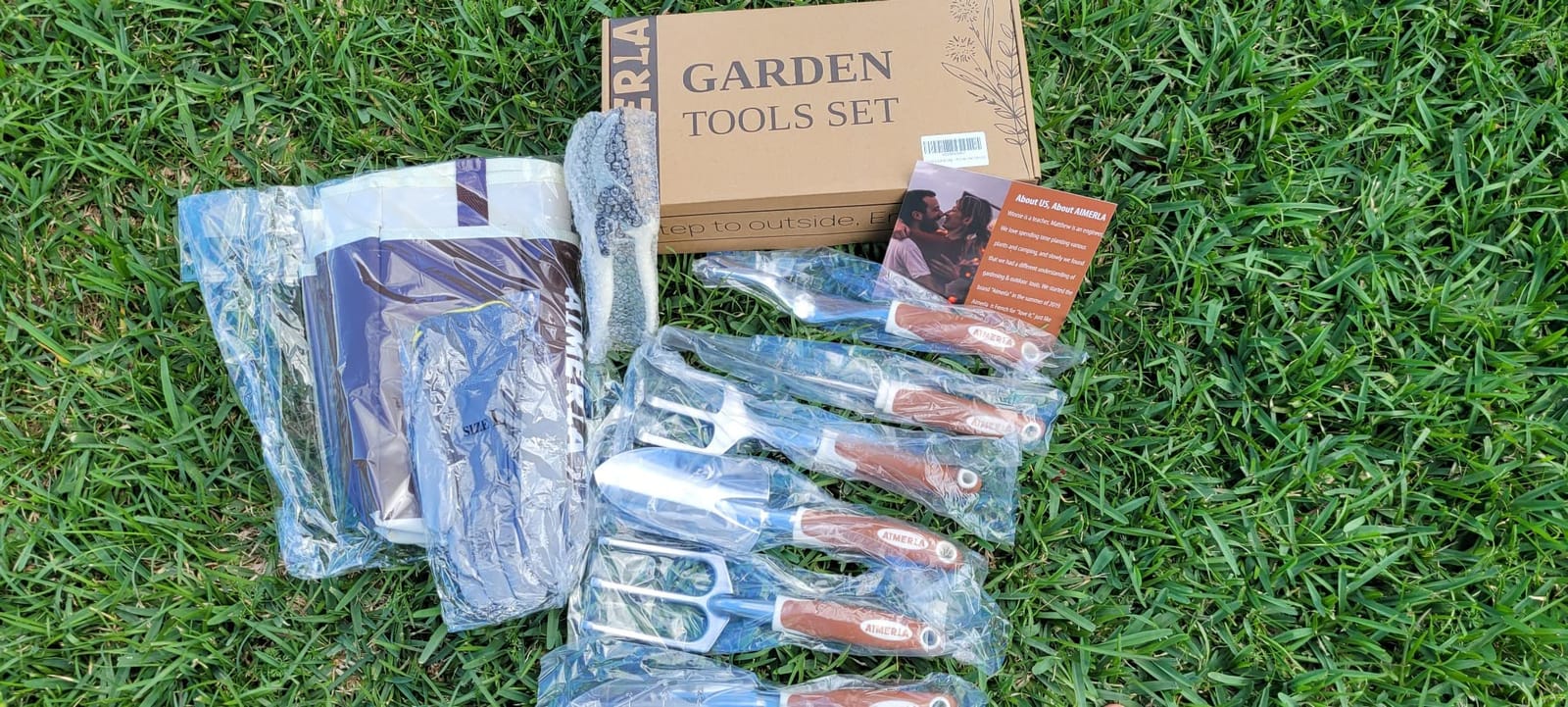 Aimerla Gardening Tools Set of 9 Heavy Duty Garden Tools with Non-Slip Rubber Grip with Large Garden Bag for Tools Durable Hand Tools for Gardening, Weeding,Gardening Gifts for Women,Men customer photo 1