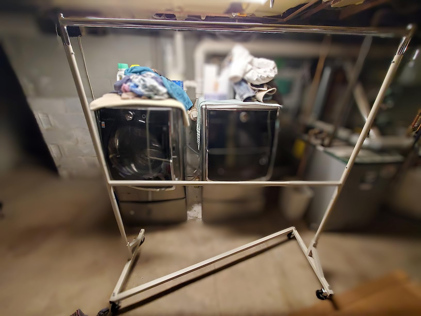Simple Houseware Commercial Grade Z-Base Double Rod Garment Rack, Silver | 600Lb Load with 63
