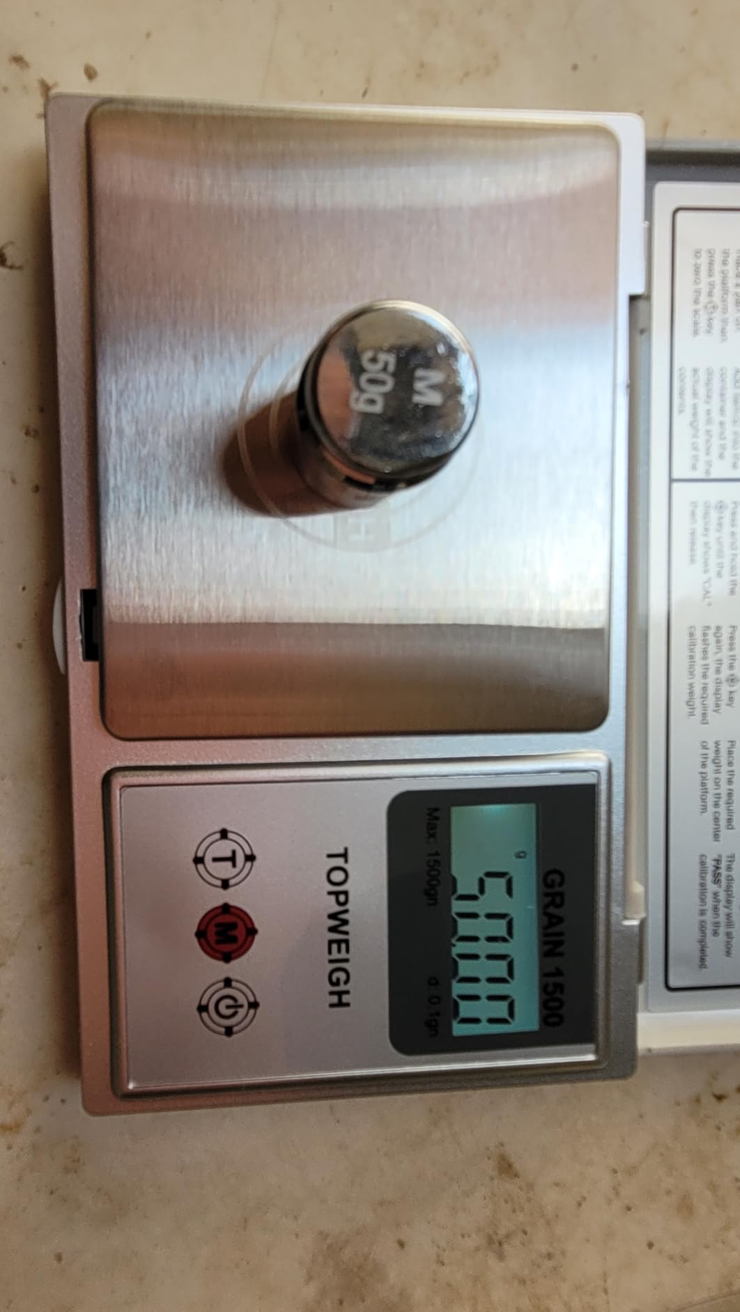 Reloading Scale with Metal Powder Pan, Grain Scale - Silver | 1500 Grains x 0.1gn, Powder Scale, Digital Powder Scale for Reloading, 100g x 0.01g, Powder Scoop, 50g Cal Weight & Batteries customer photo 1