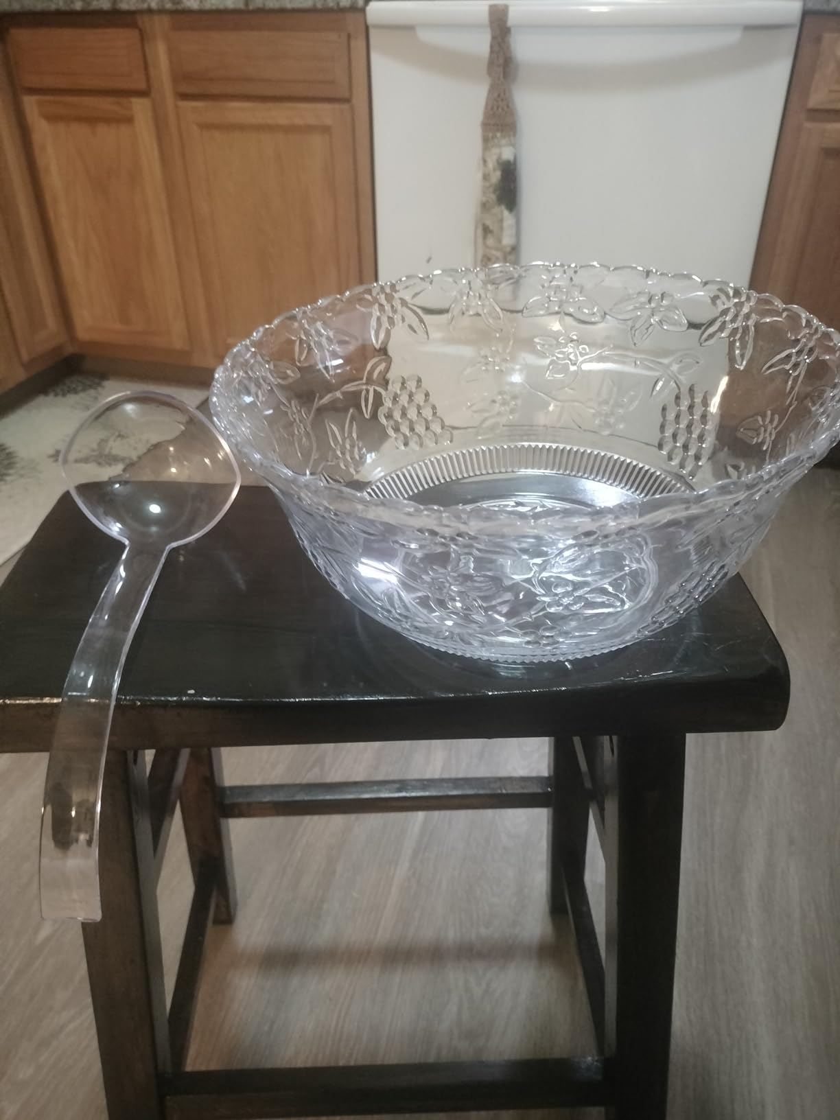 S.G Premium Quality Plastic Punch Bowl with Ladle - 2 Gallon Punch Bowl with Ladle - Embroidered Design 8 Quart large Serving Bowl with 5 oz Plastic Serving Ladle/Spoon for Parties, Holidays, and more customer photo 2