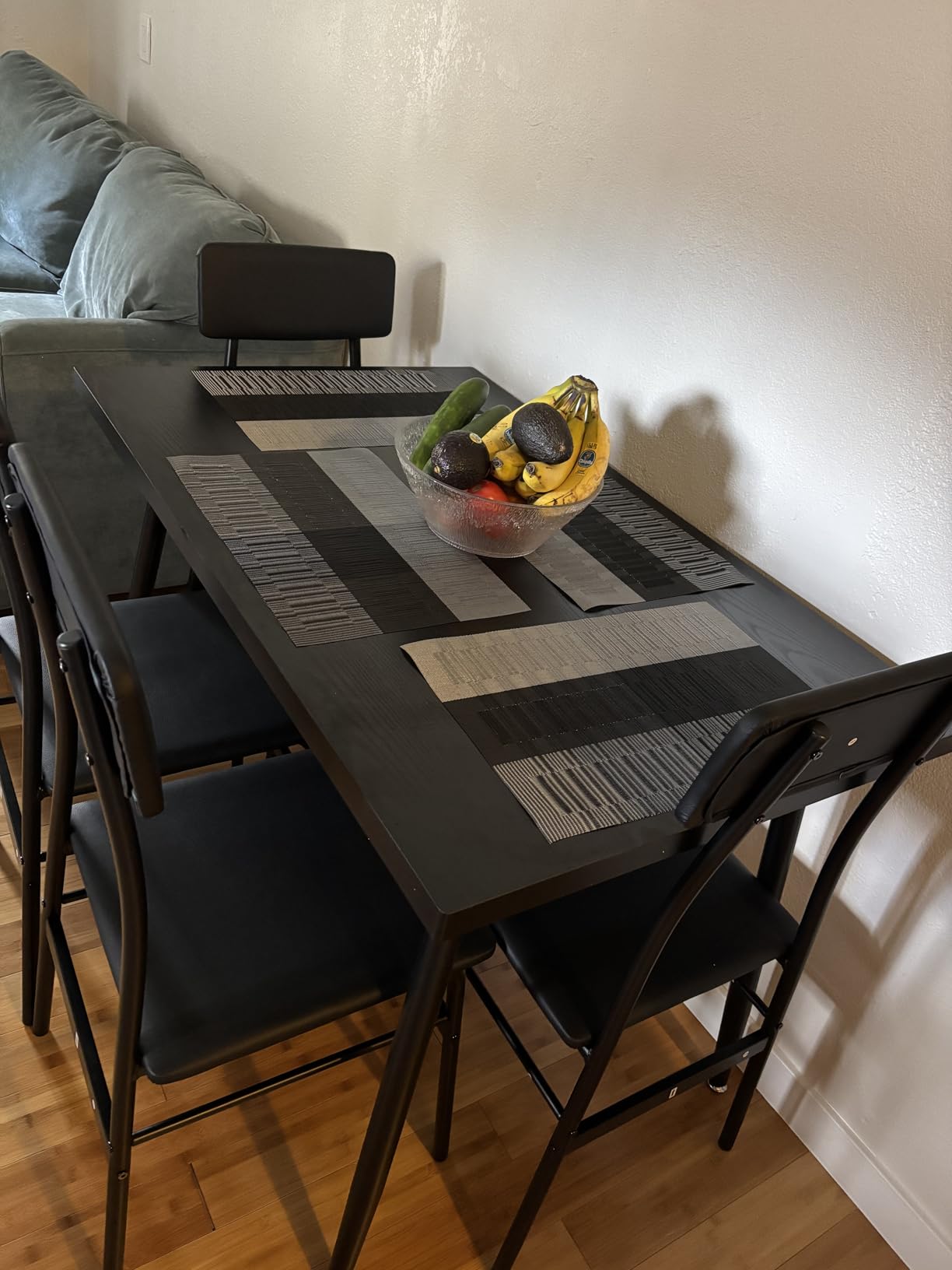 Gizoon Dining Table Set for 4, Modern Kitchen Table with Chairs, Black | Wood Top & Upholstered Chairs, 5-Piece Set for Apartment and Small Spaces customer photo 1