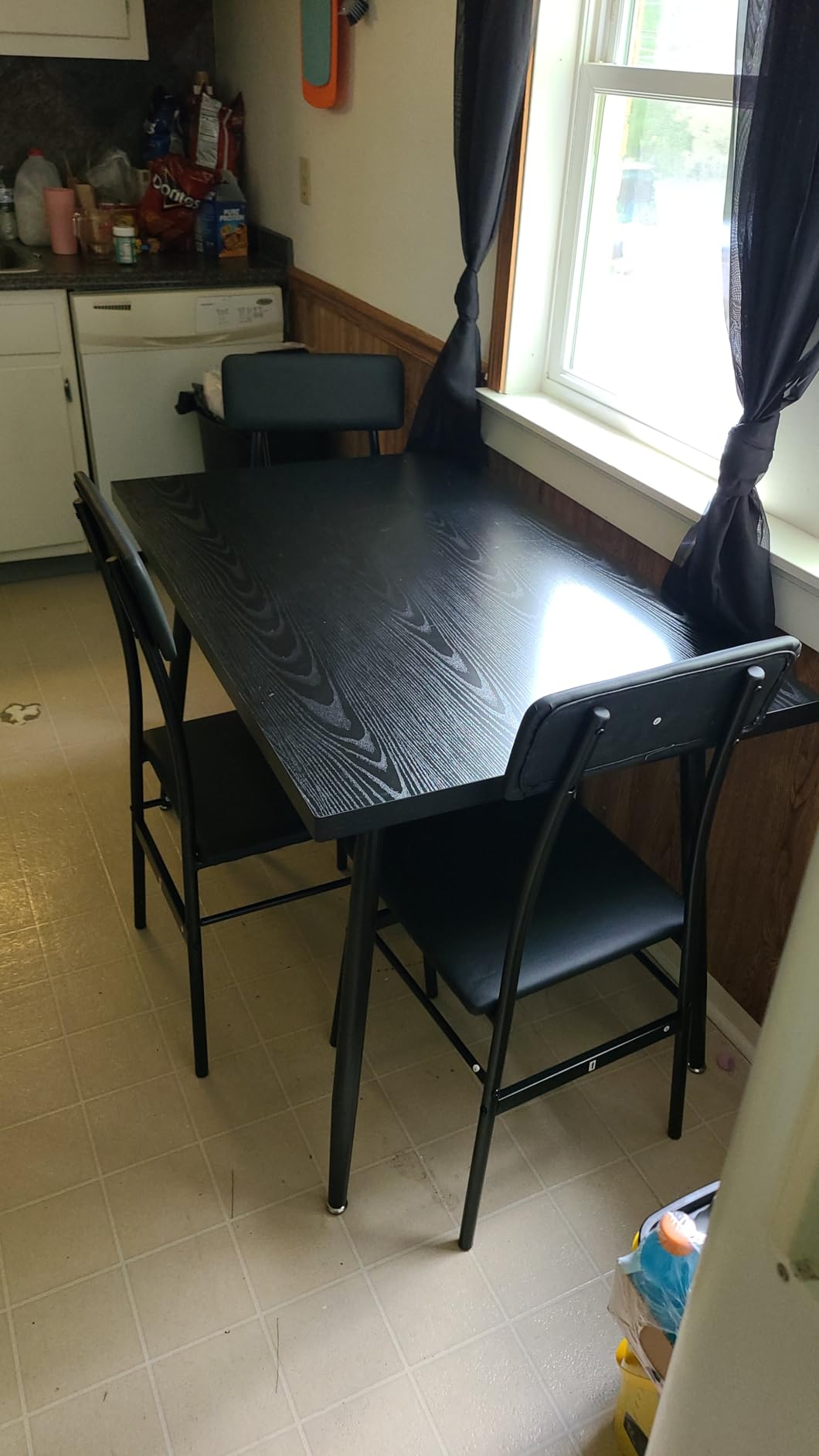 Gizoon Dining Table Set for 4, Modern Kitchen Table with Chairs, Black | Wood Top & Upholstered Chairs, 5-Piece Set for Apartment and Small Spaces customer photo 2