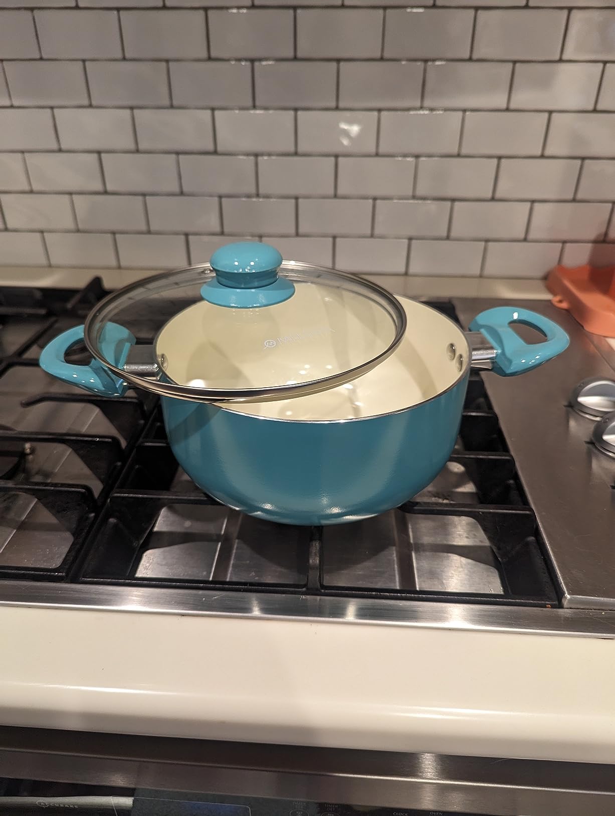 M MELENTA Pots and Pans Set 7 piece, Non Stick Teal Ceramic Cookware Set | Compact Starter Cookware, Nonstick Pots and Pans Set, Induction Cookware, Kitchen Cooking Set, PFAS & PFOA Free customer photo 2