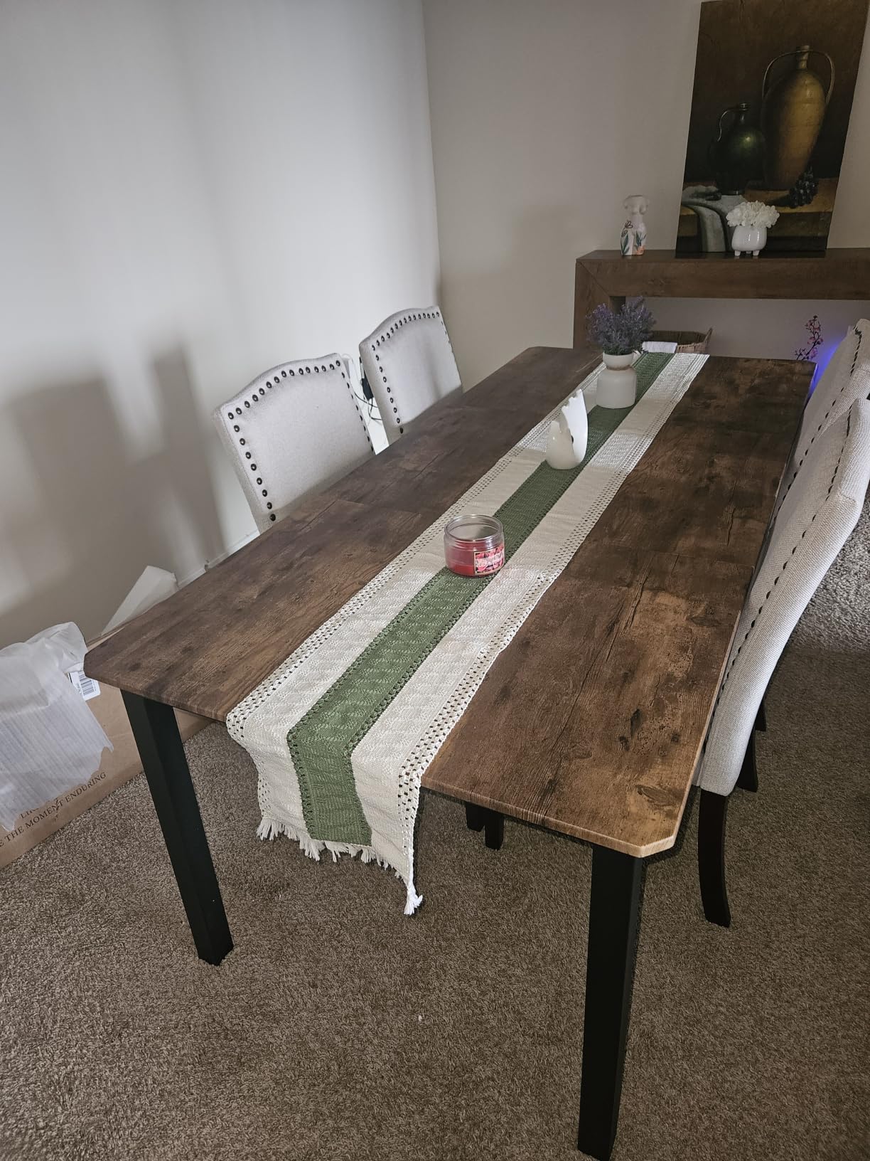 Macrame Table Runner Cream Beige Boho Table Runners with Tassels 12x71in | Alynsehom Hand Woven Cotton Table Runner Rustic Farmhouse Table Runners for Bohemian Kitchen Dining Table customer photo 2