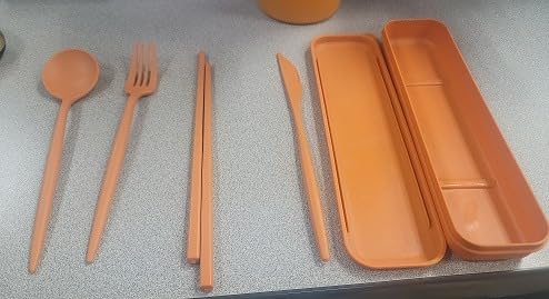 DISSKNIC 4 Sets Travel Utensils with Case, Cutlery Set Chopsticks Fork Spoon Knife with Case, Reusable Plastic Utensils Sets for Lunch Box Accessories,Portable Lunch Box Utensils Set for Daily Use customer photo 2
