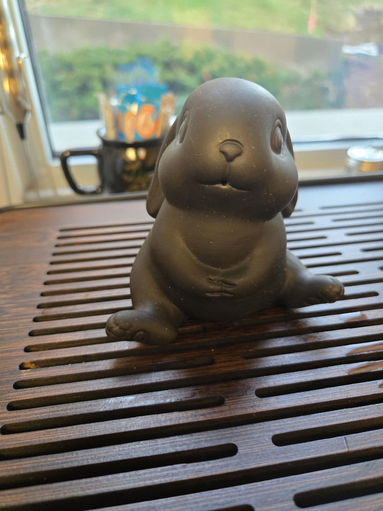 Mini Rabbit Tea Pet - Handmade Ru Kiln Ceramic Tea Figurine, Cute Rabbit Statue for Gongfu Tea Tray, Desk Ornament & Home Decoration (1 Pair) customer photo 1