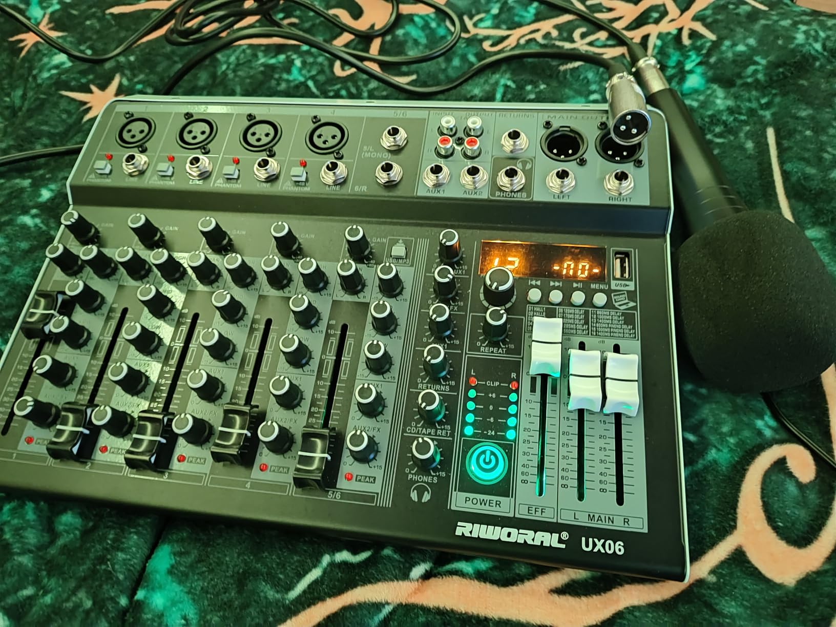 6 Channel Audio Interface Sound Board Mixing Console 16-Bit DSP DJ Mixer Audio Reverb Effect +48V Phantom Bluetooth Studio Audio Mixer For Karaoke Studio Streaming Recording customer photo 2