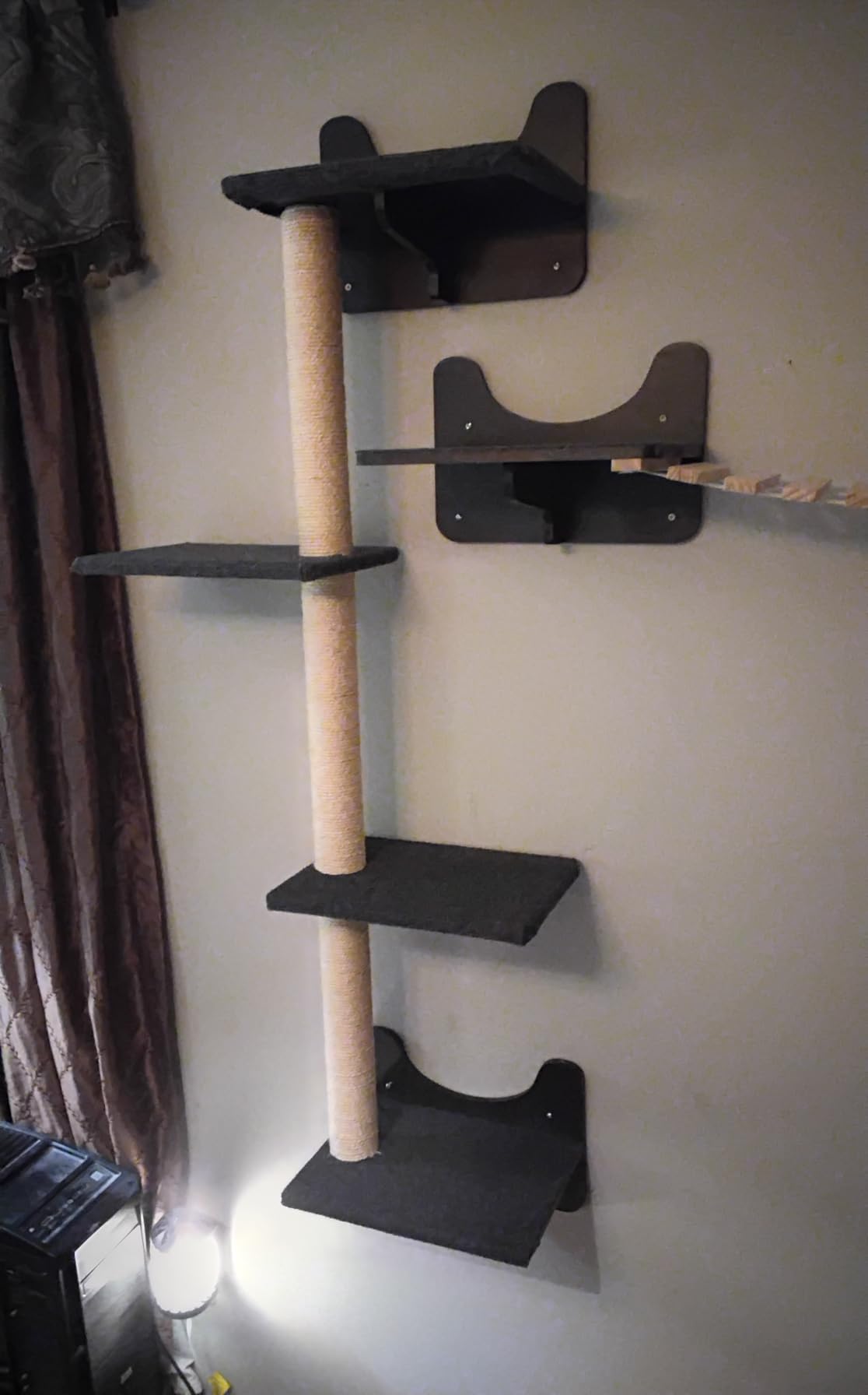 NOVGOBHOT Cat Wall Shelves for Large Cats - 9-Piece Wooden Wall-Mounted Cat Shelves Set, Kitty Climbing System with Perches, Scratching Post & Condo House customer photo 1