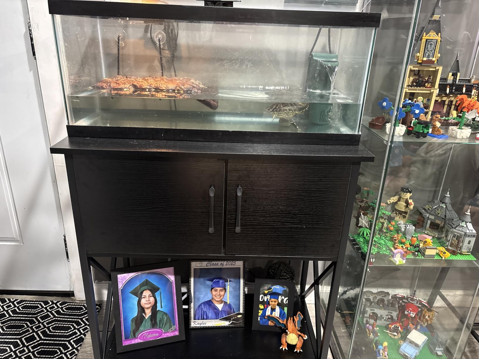 Herture 20-29 Gallon Aquarium Stand Metal Frame Fish Tank Stand with Cabinet Storage, for 20 Gallon Long Aquarium,30.7