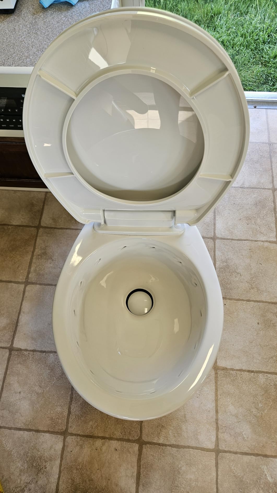 Dometic Model 410 Complete RV Toilet - Round Porcelain Bowl, Universal Fit & 2-Bolt Mount, 18