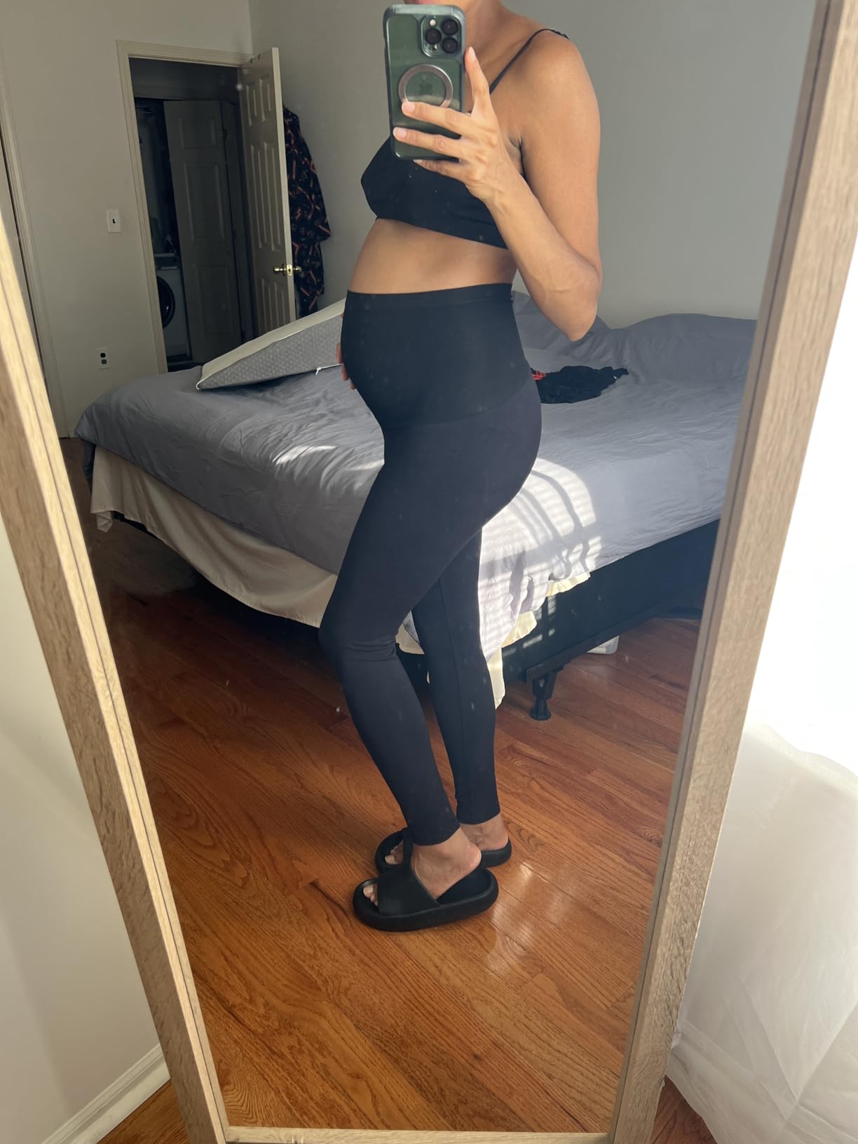 Motherhood Maternity Womens Essential Stretch Full Length Secret Fit Over The Belly Pregnancy Legging-2 Pack customer photo 1
