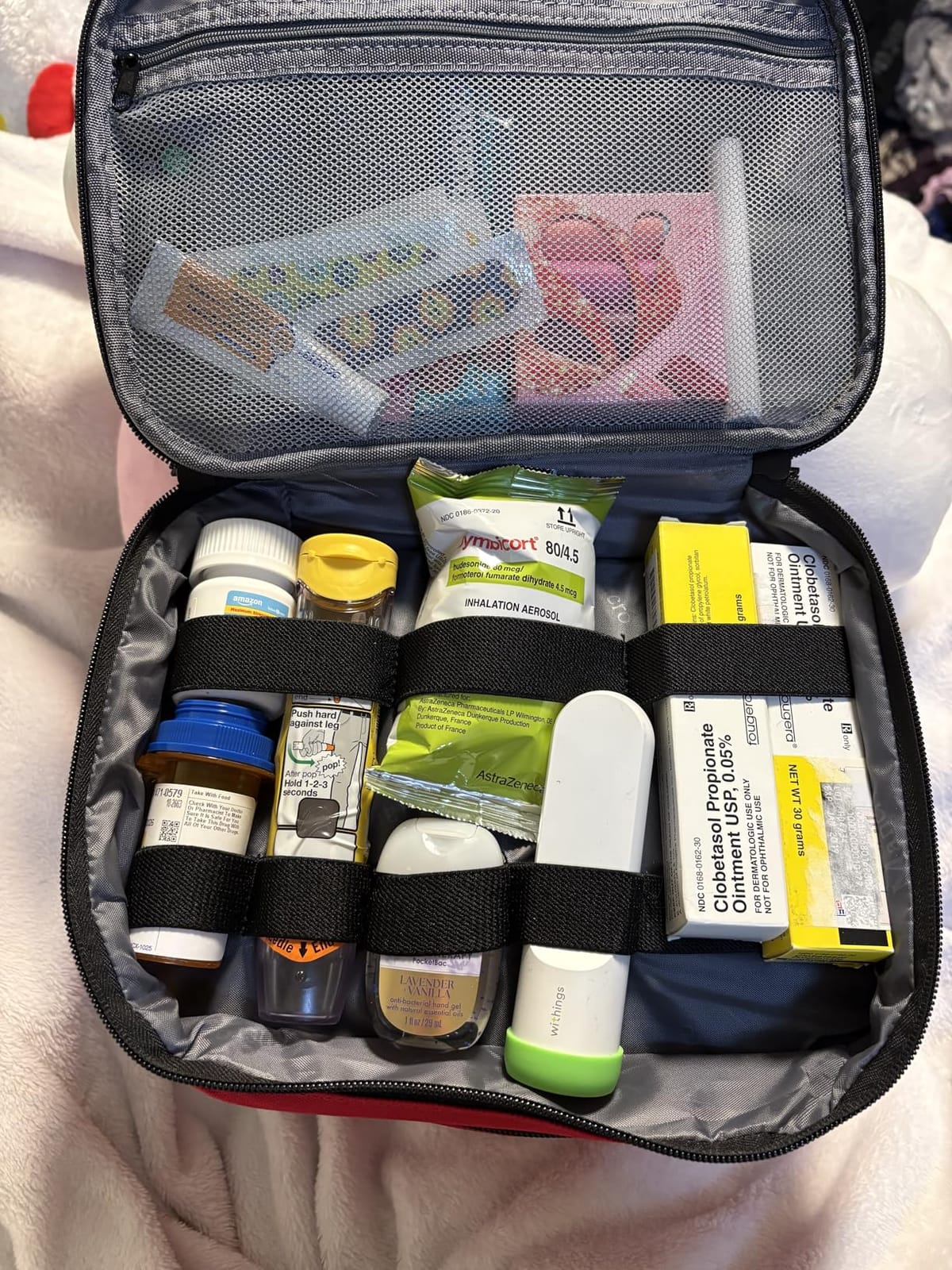 Mancro Dual Layers Medicine Organizer Bag with Lockable Zipper | Pill Bottle Organizer Storage, Medication Bag for Pills, Vitamins, Medical Supplies for Home Storage, College Medicine Kit customer photo 1