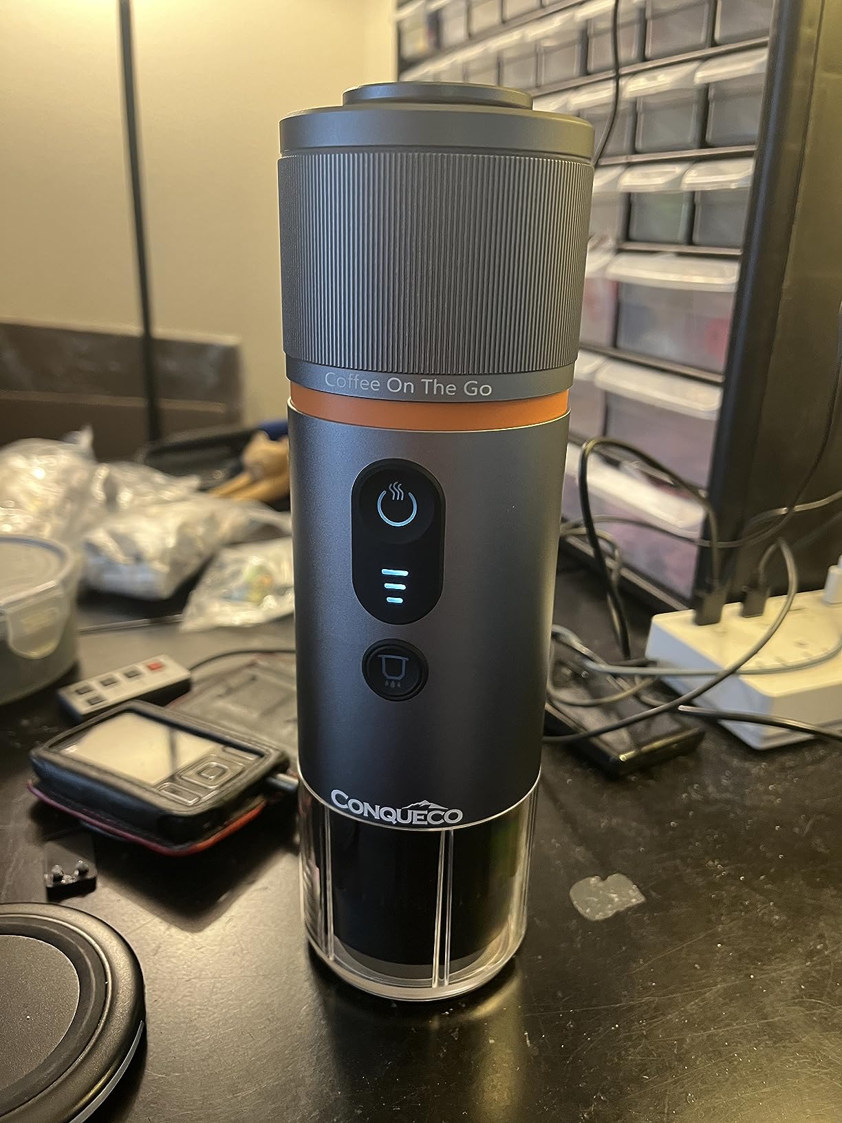 CONQUECO Portable Espresso Machine Travel: 12V Car Coffee Maker for Camping - Small Electric - 2.5 Mins Heating - 8 Cups Espresso for One Charge customer photo 1