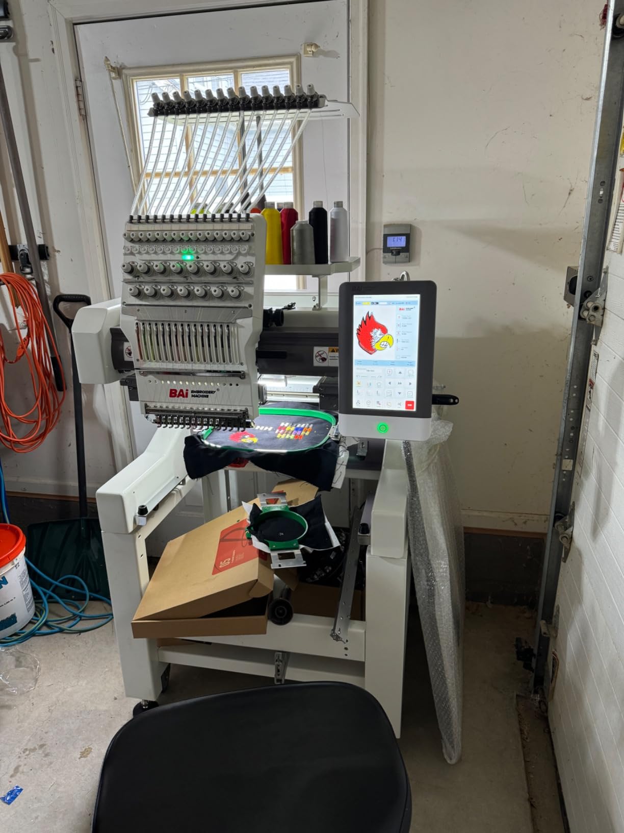 BAI The Vision 15-Needle Commercial Embroidery Machine, 20x16inch Areas, True 1200SPM Stable Production via Institch to Wi-Fi, Calculating Costs and Design Software High-Precision for Business customer photo 2