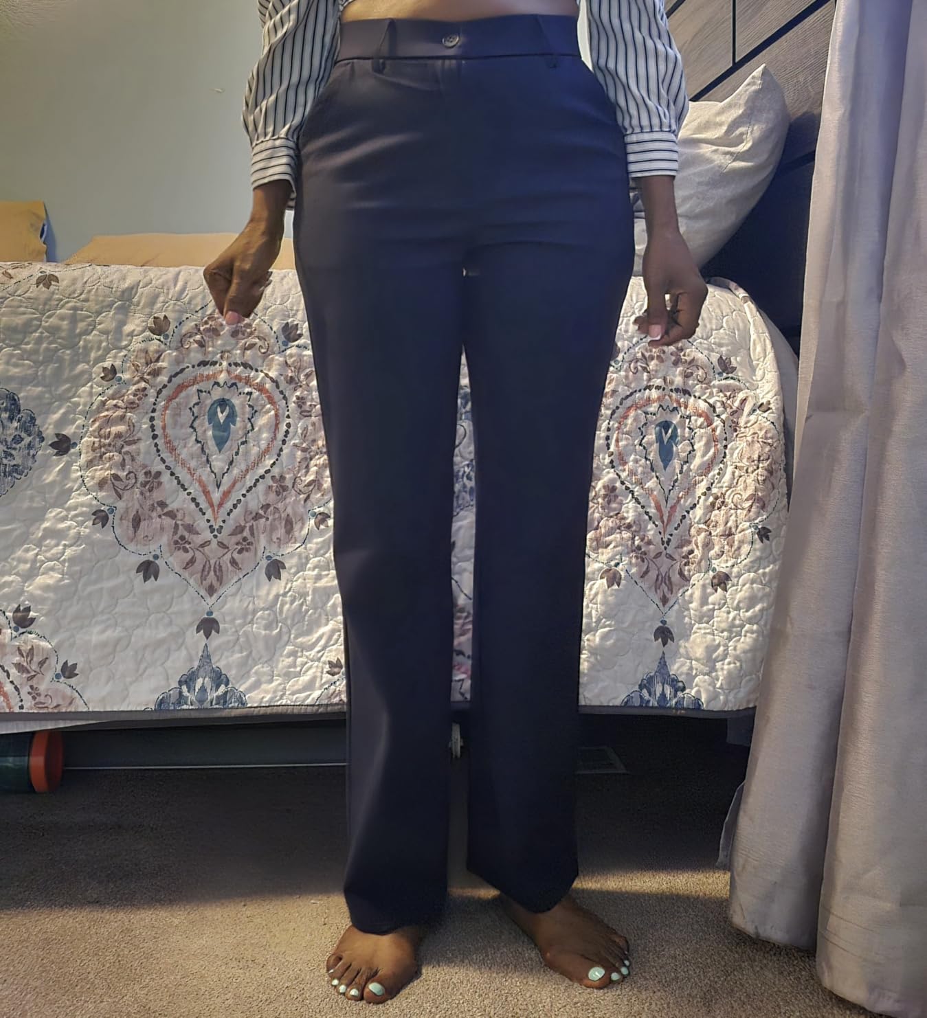 iChosy Women's Stretch Straight Leg Dress Work Pants Business Casual Slacks | Office Trousers, Elastic Waistband, Functional Pockets, Multiple Inseam Lengths customer photo 2