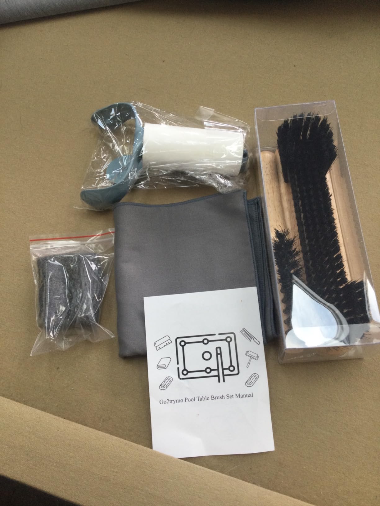 Pool Table Brush Set, Billiard Felt Cleaner 6-Piece Accessories | 2 Wooden Brushes for Felt and Rails, Cue Cloth, Ferrule Polish Cloth, Sticky Lint Roller, 6-in-1 Pool Table Cleaner Set customer photo 1