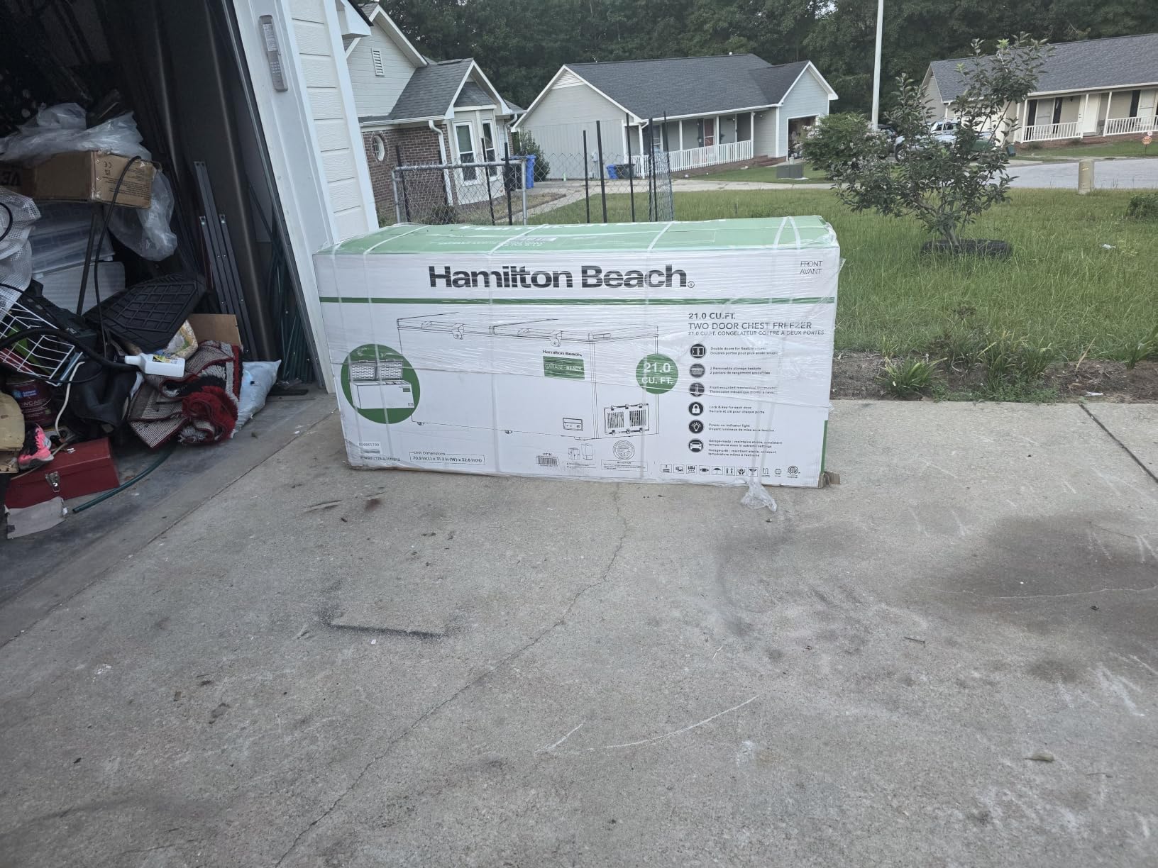 14 cu ft Chest Freezer - White, Large Storage for Families, Space-Saving Flat Back, Front Drain, Garage Ready - By Hamilton Beach customer photo 2