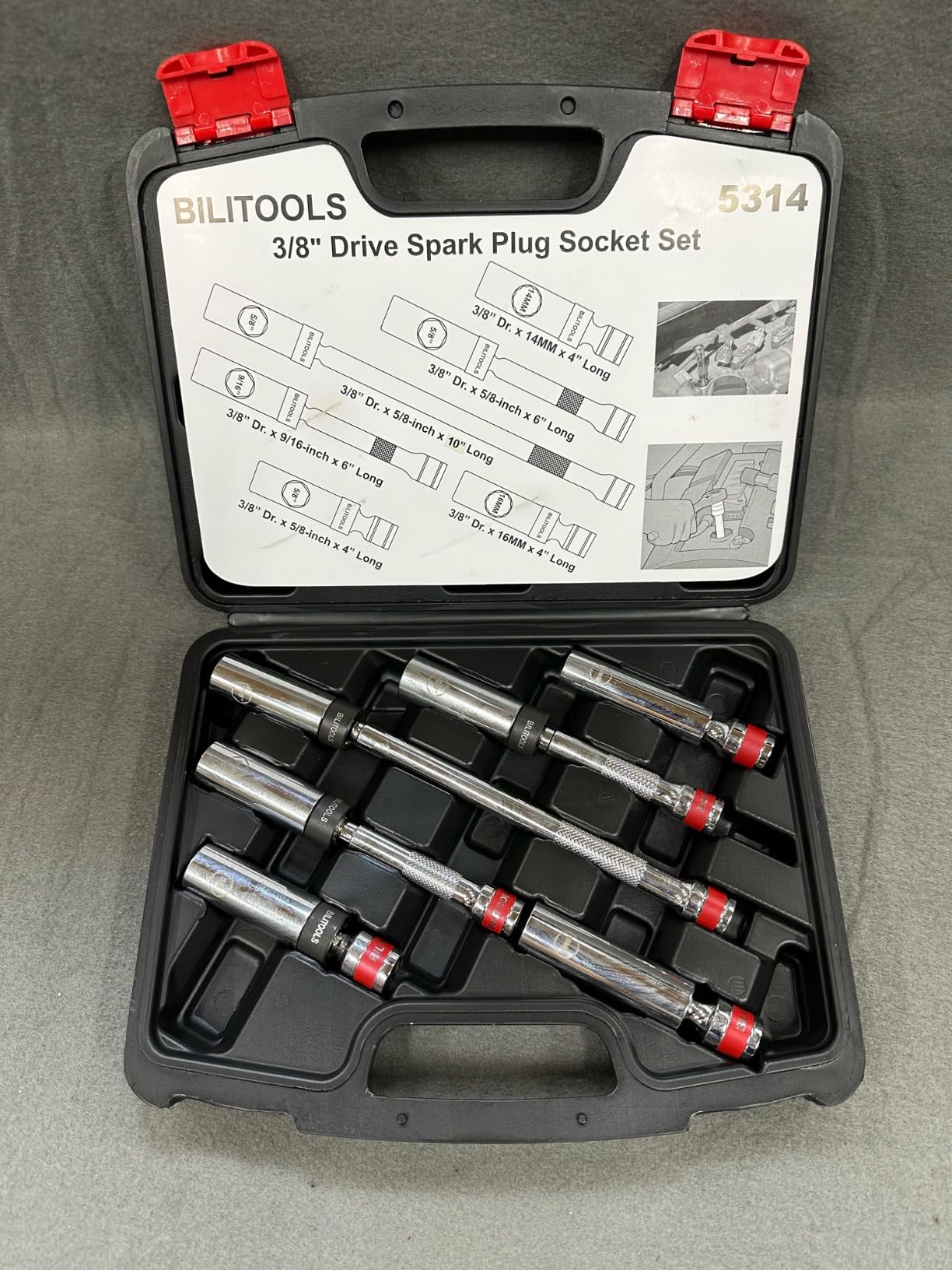 BILITOOLS 7pcs Magnetic Swivel Spark Plug Socket Set & Gap Tool, 3/8