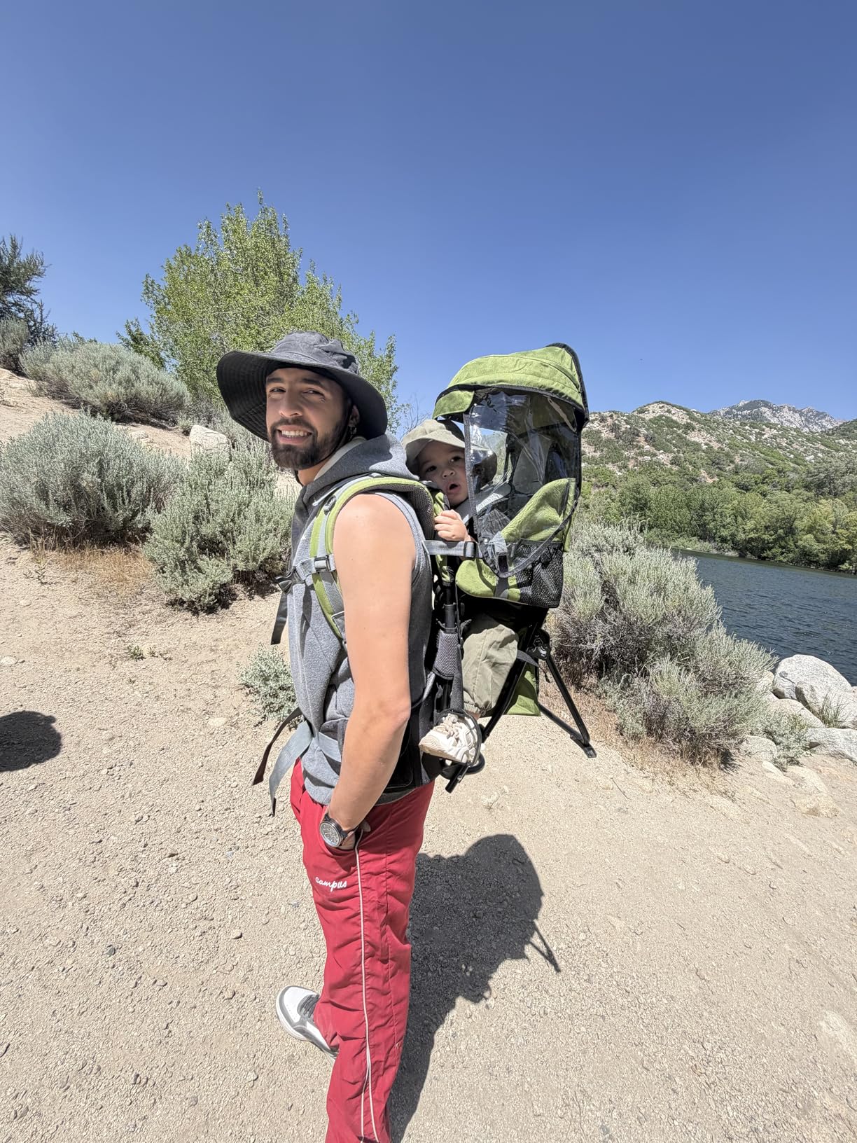 besrey Baby Backpack Carrier, Toddler Hiking Backpack with Safety 3-Height Seat, Adjustable Straps & Waist Belt, Foldable Frame Lightweight Large Capacity Child Carrier for Hiking (Army Green) customer photo 1