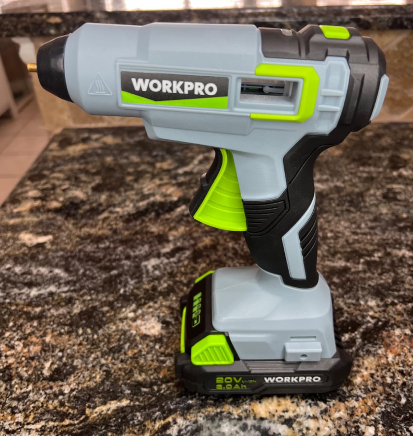 WORKPRO 20V Cordless Hot Melt Glue Gun Kit, 12 Pcs Full Size Glue Sticks - 2.0 Ah Li-ion Battery Powered, 45S Fast Preheating, Rechargeable, Heavy Duty, for DIY & Craft customer photo 1