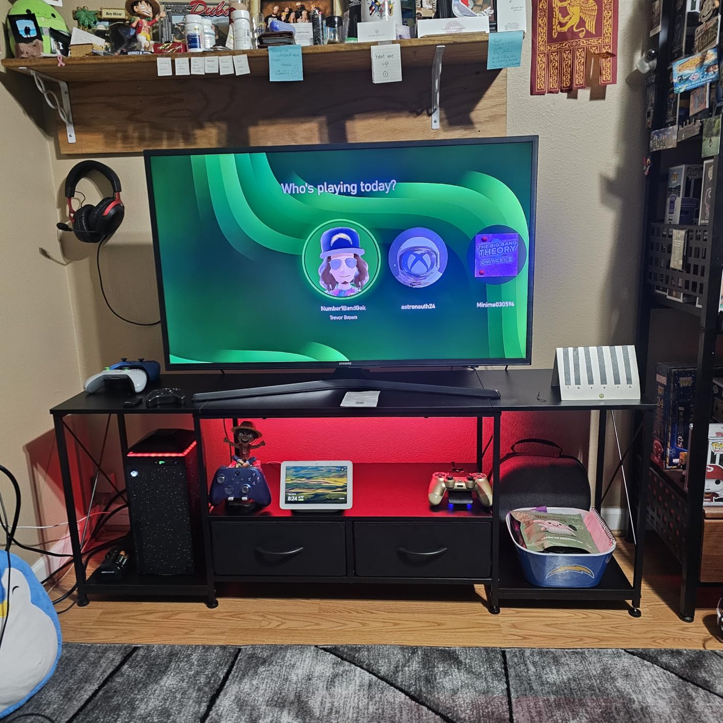 GYIIYUO TV Stand with Fabric Drawers for 65 70 75 Inches TV - Entertainment Center and Industrial TV Console Table with Open Storage Shelves for Living Room, Bedroom - 63