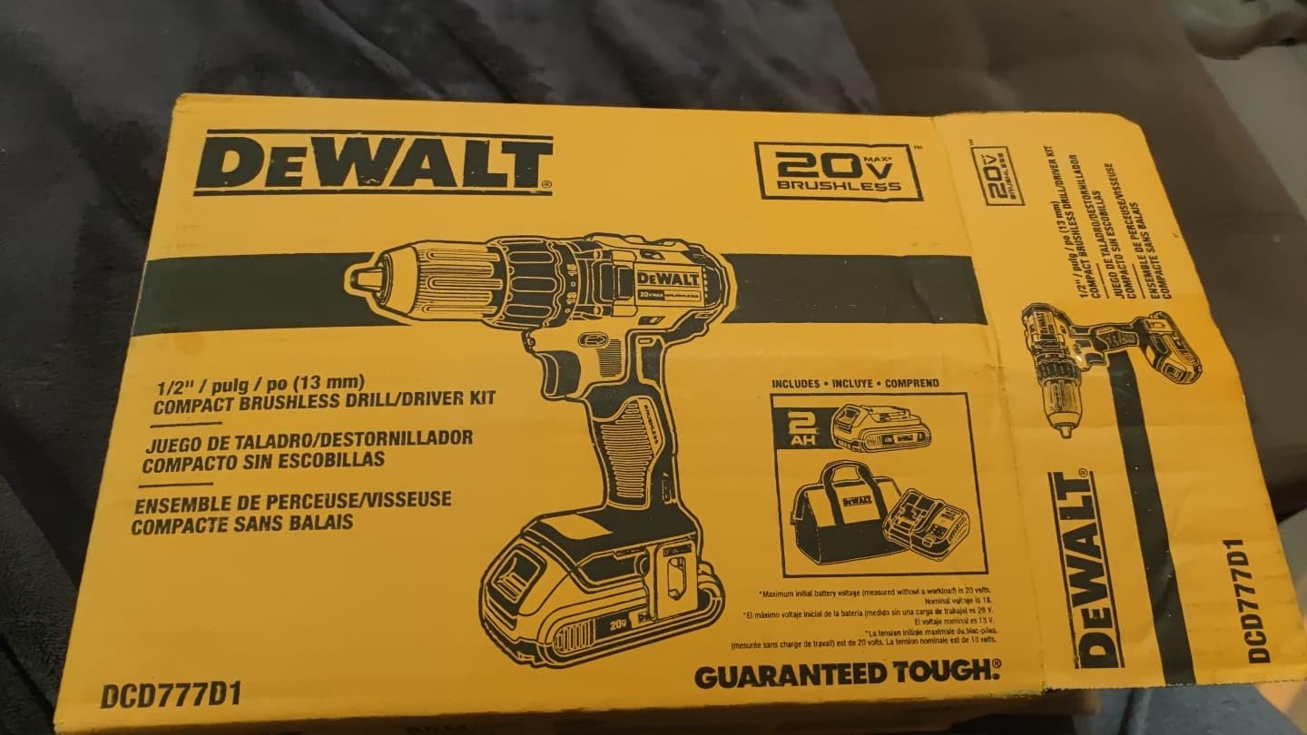 20V MAX Cordless Drill Driver Set, Electric Drill, Brushless 1/2 In 2 Speed, 2.0 Ah Battery and Charger Included, LED Light (DCD777D1) customer photo 2