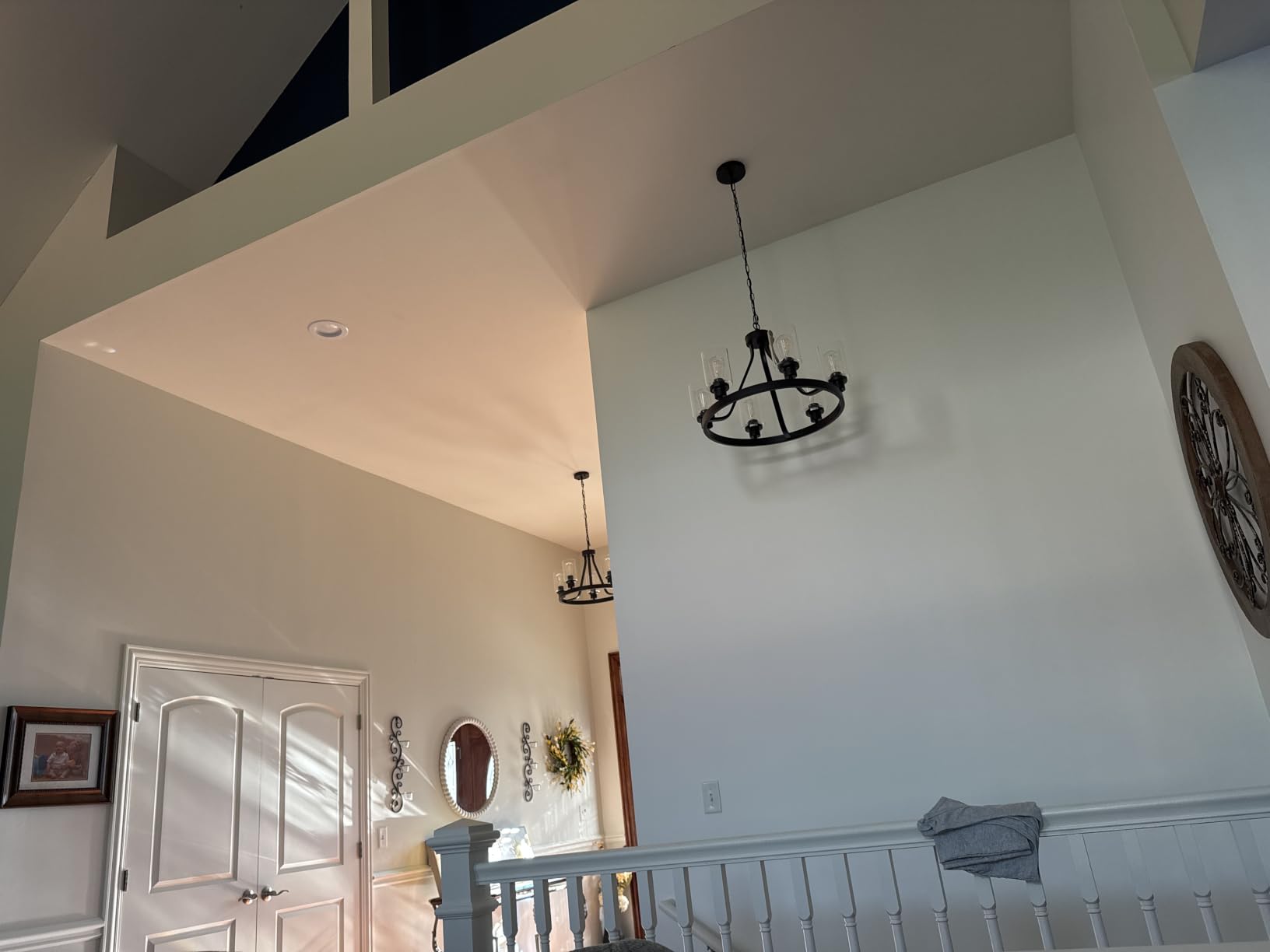 Farmhouse Chandelier Lighting Round 5 Lights Oil Rubbed Bronze with Glass Shade Ceiling Hanging Vintage Rustic Light Fixture for Dining Room Living Room Foyer Porch Kitchen Island customer photo 1