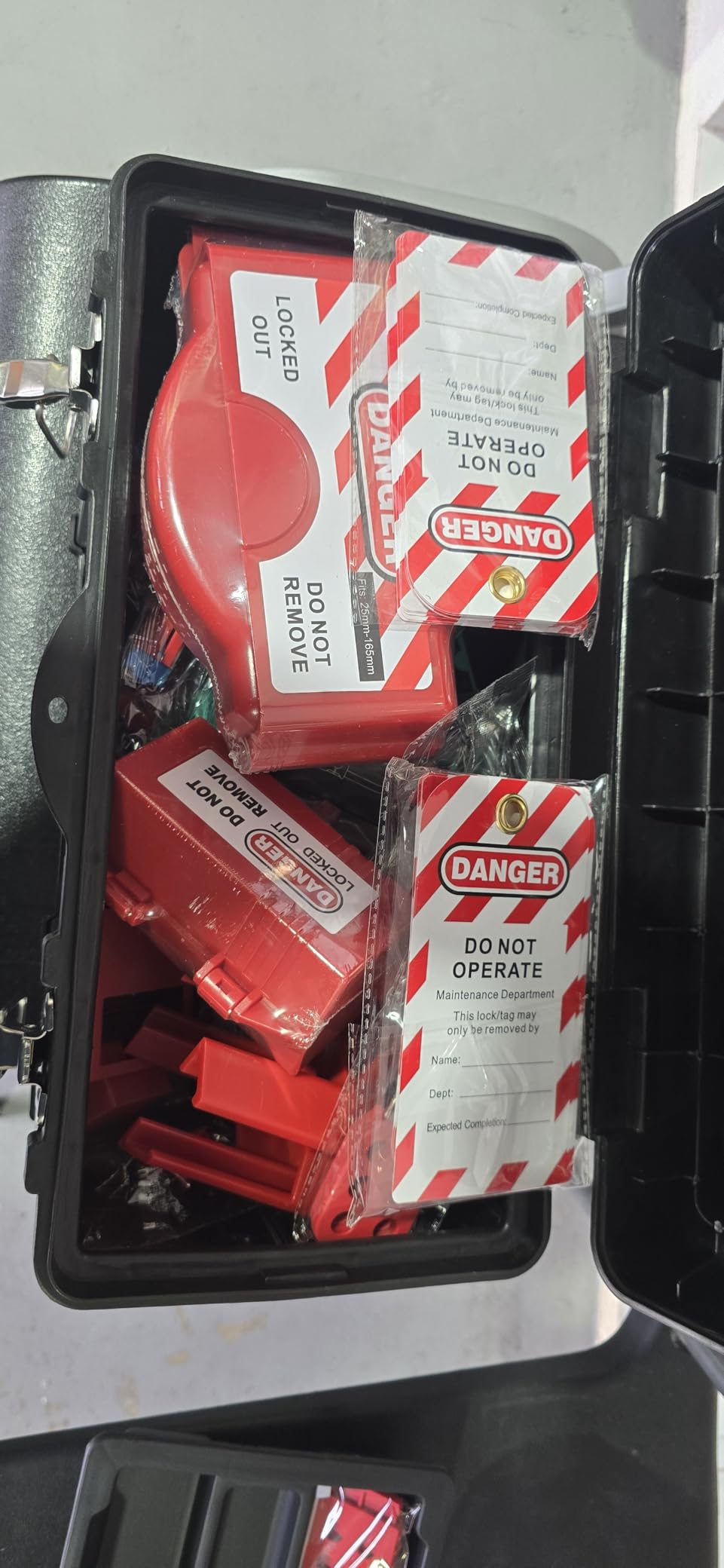 SAFBY Lockout Tagout Kit Electrical Loto - Clamp-On Circuit Breaker Lockout, Group Lockout Hasps, Lockout Tag, Universal Multi-Pole Breaker for Kit Station (Box Orange Kit) customer photo 2